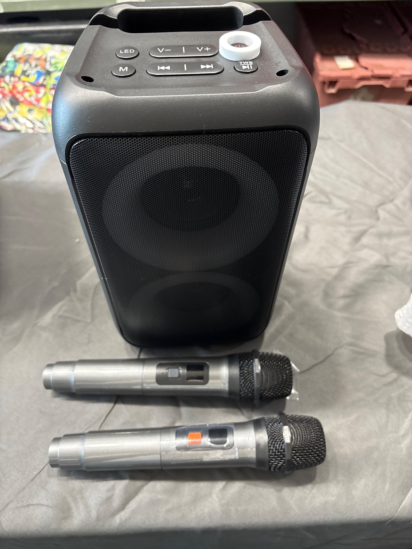 T-08 Karaoke Multifunctional Speaker 10W BT TWS 2 Wireless Mics RGB