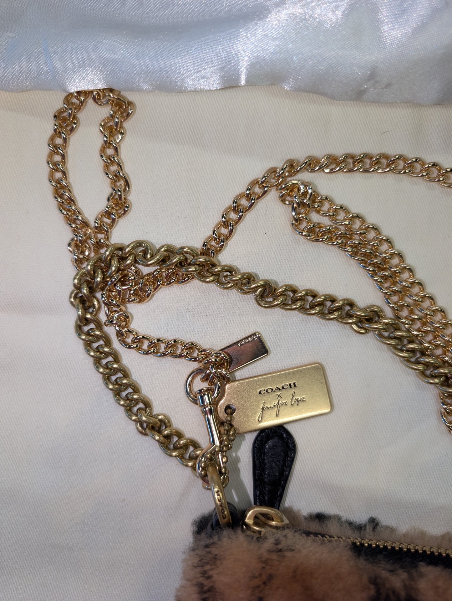 Coach shearling logo chain bag with dust bag