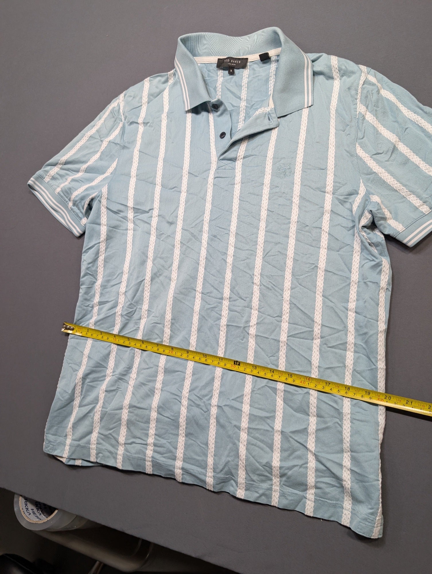 Ted Baker London Men's Striped Polo Shirt Size 3 Light Blue White