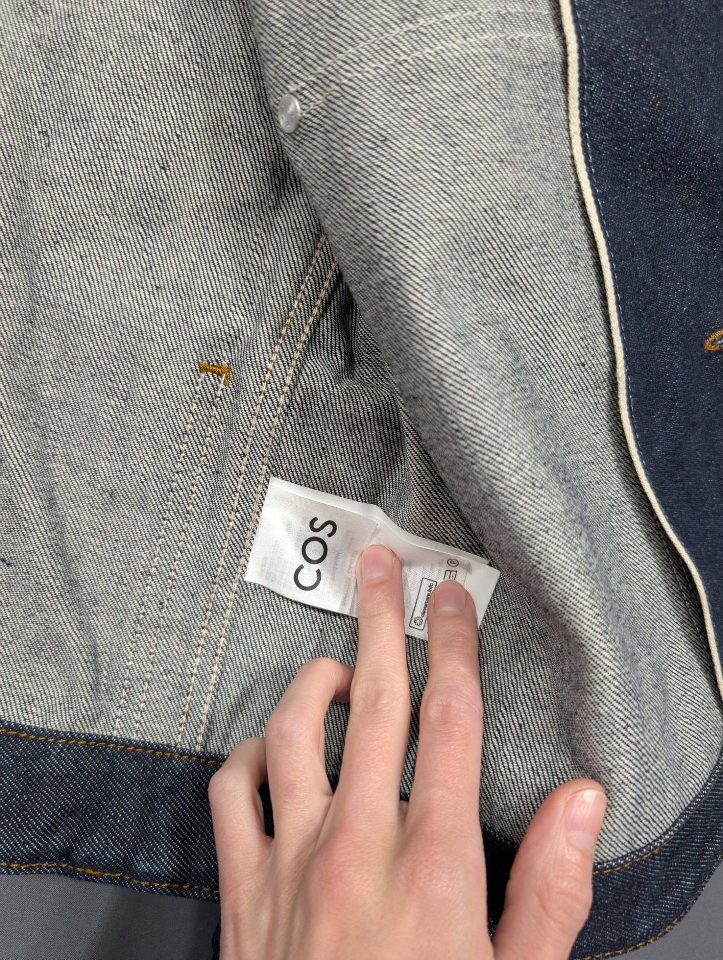 COS Raw Selvedge Denim Trucker Jacket Dark Indigo Blue XL