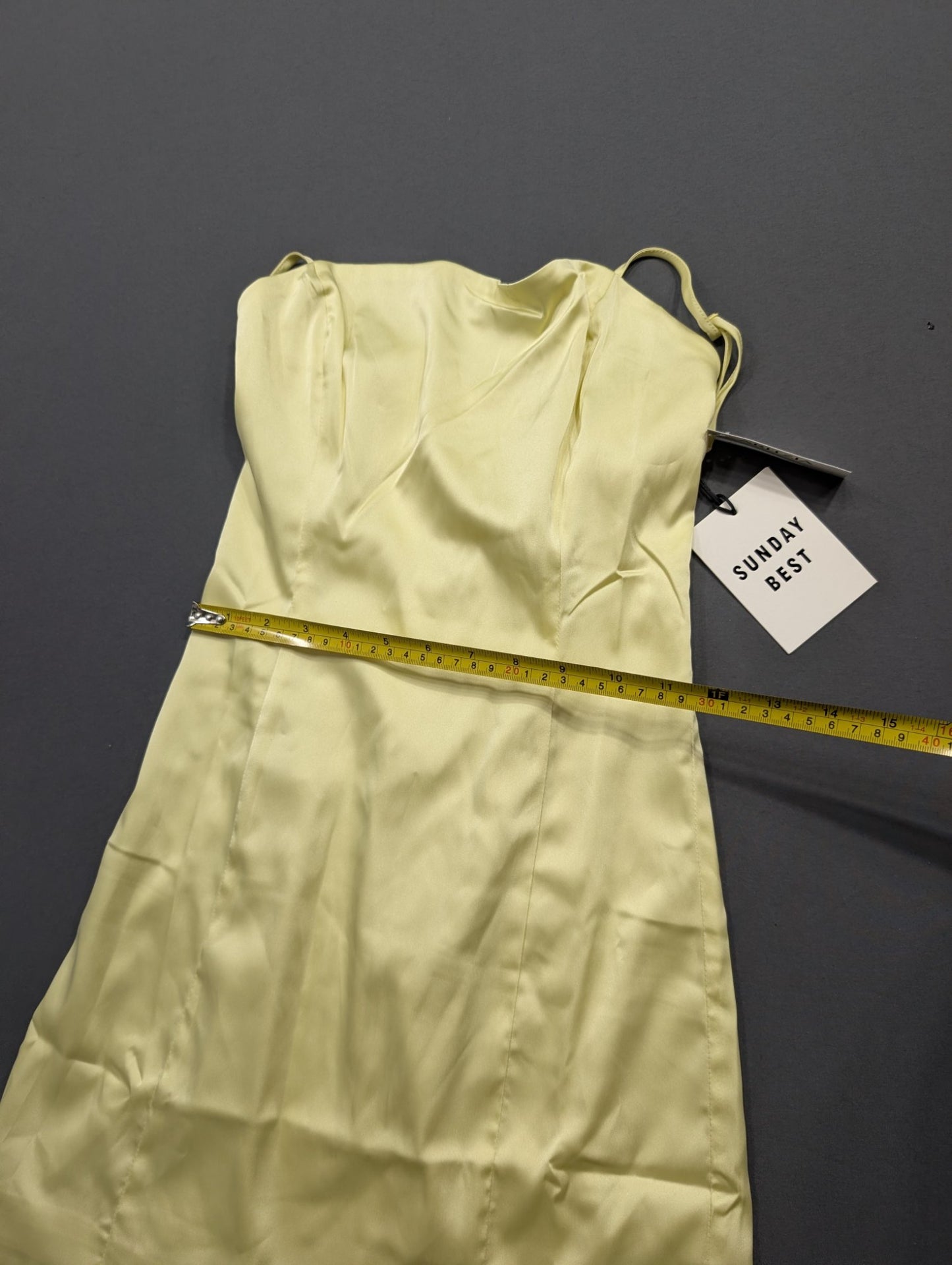 Sunday Best Satin Strapless Mini Dress Yellow Size 2 NWT