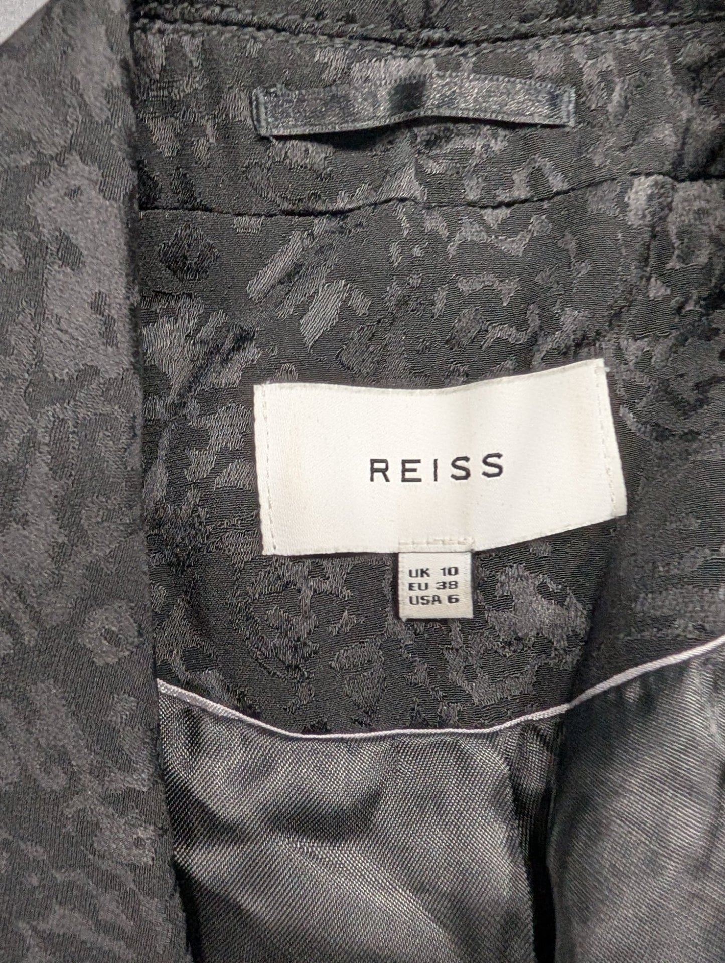 Reiss Women's Double-Breasted Jacquard Blazer Sz 10 Gray