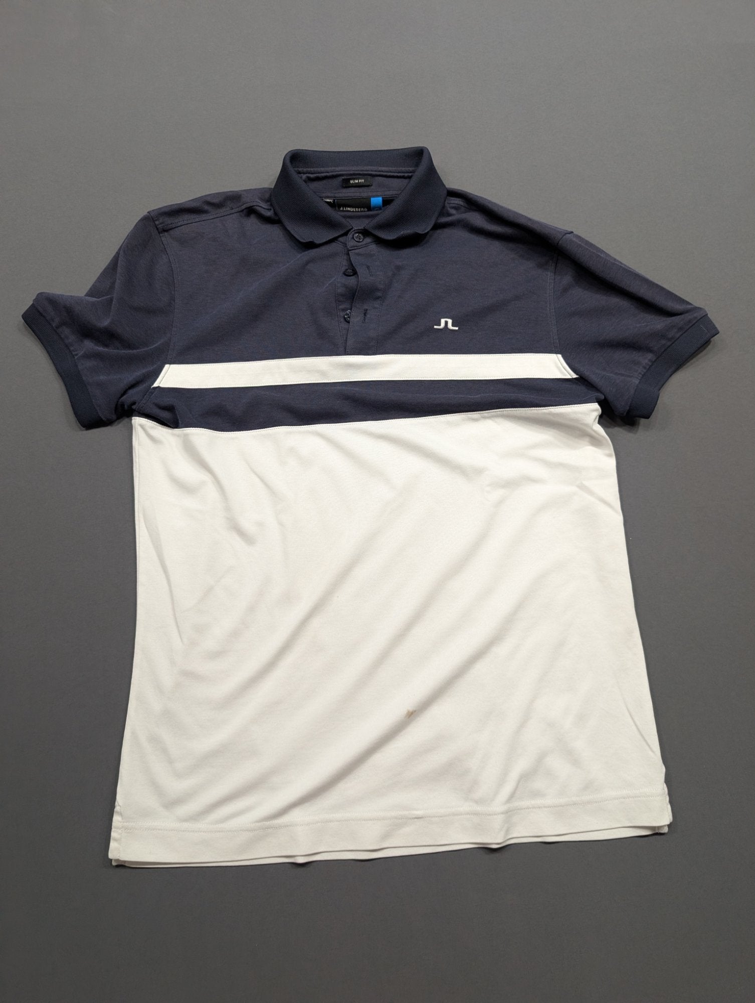 J.Lindeberg Slim Fit Golf Polo Shirt Navy White Colorblock XL