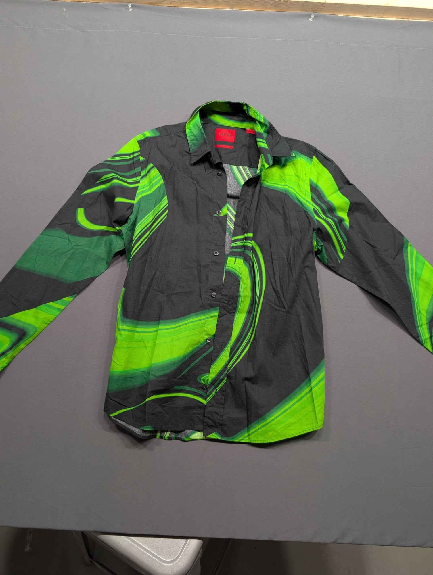Hugo Boss Red Label Men's Graphic Button-Up Shirt XS Black Green