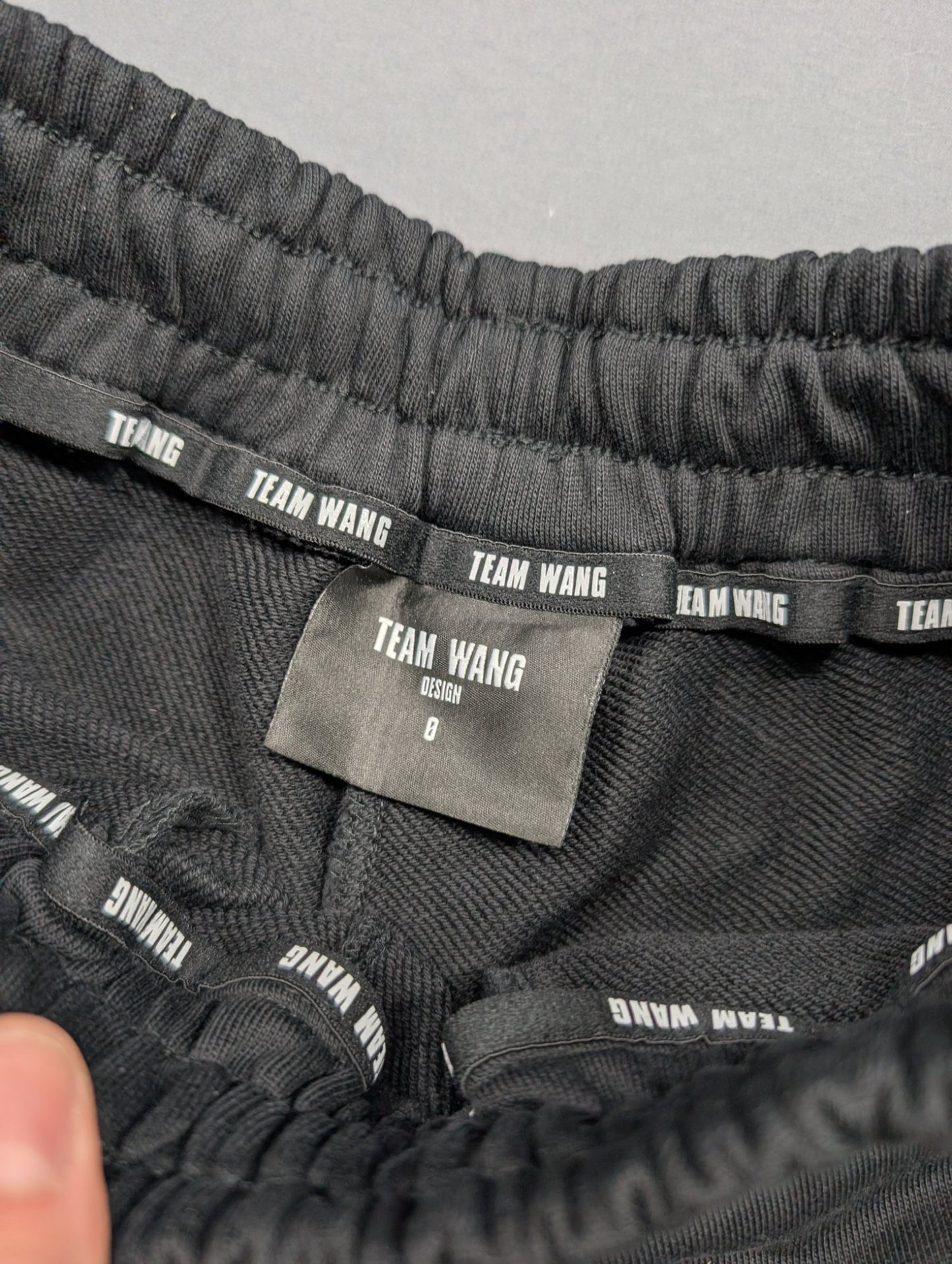 Team Wang Design Black Sweat Shorts Zip Pockets Size 0 S