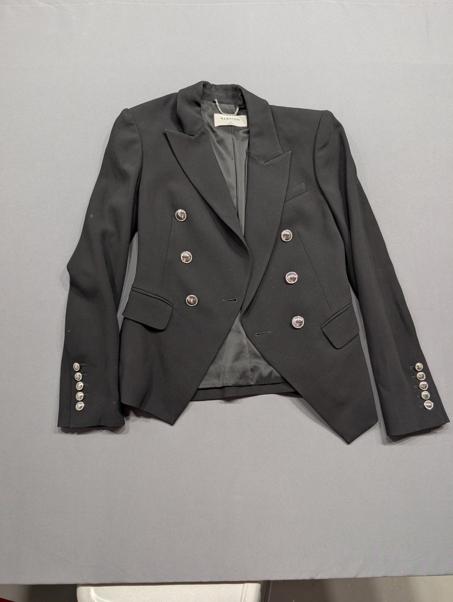 Babaton Black Double-Breasted Blazer Silver Buttons Size 0