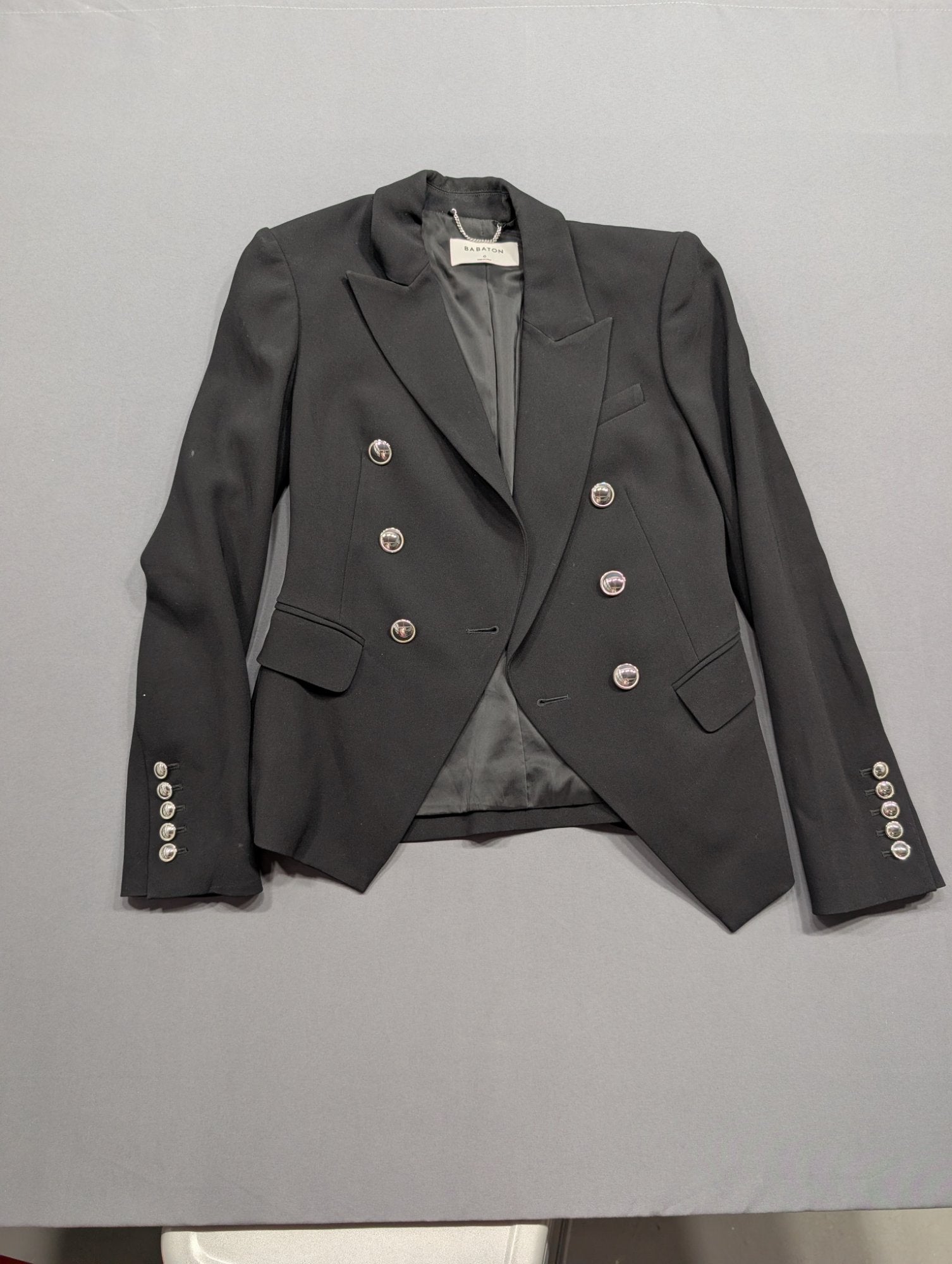 Babaton Black Double-Breasted Blazer Silver Buttons Size 0