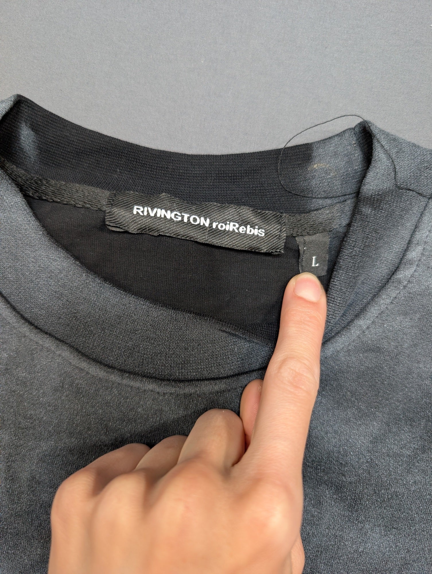 Rivington Roi Rebis Gymgno T-Shirt Gradient Dye Large Black Gray