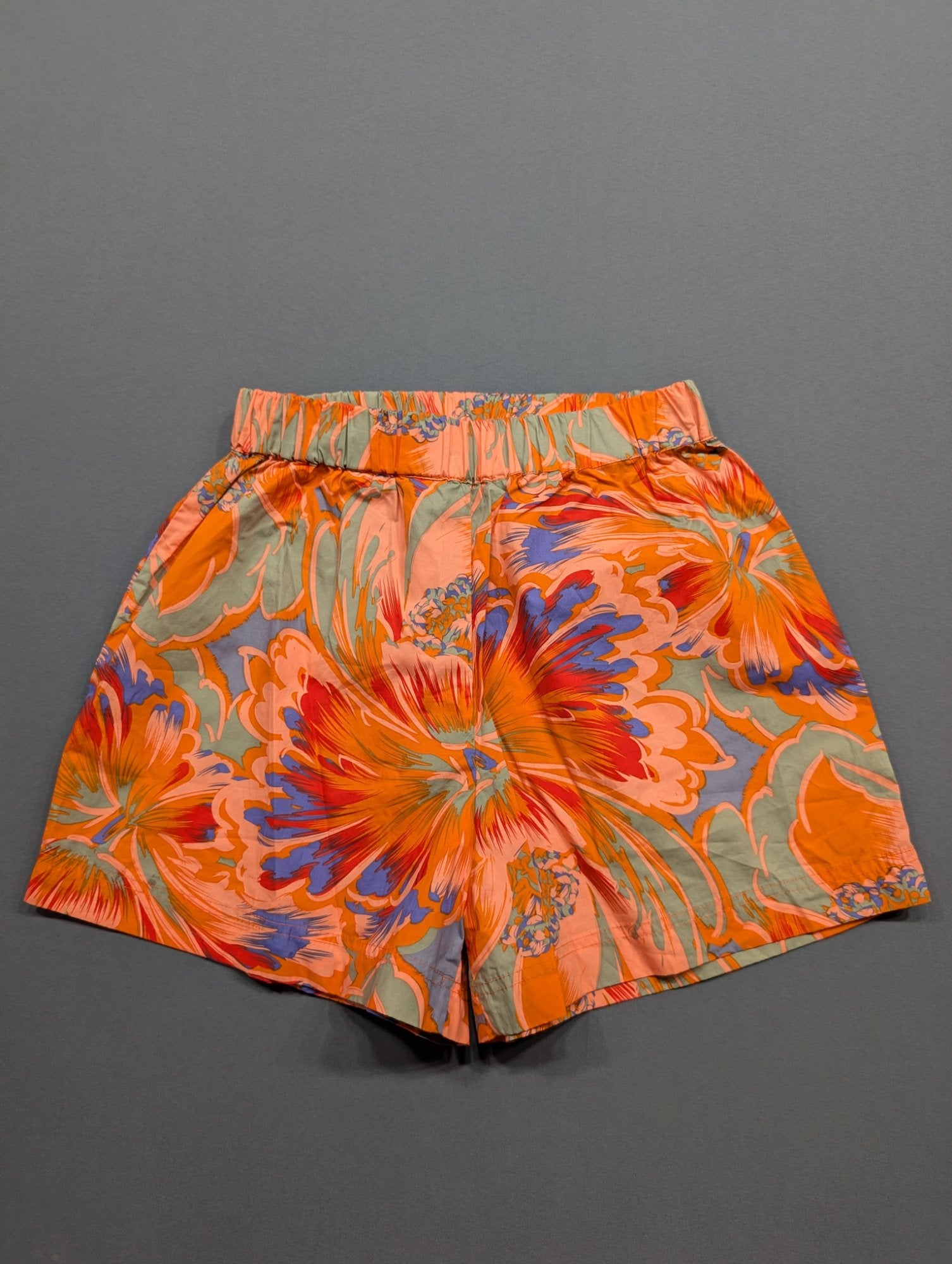MIKOH Floral Print High-Waist Shorts Size 1 Orange Multicolor