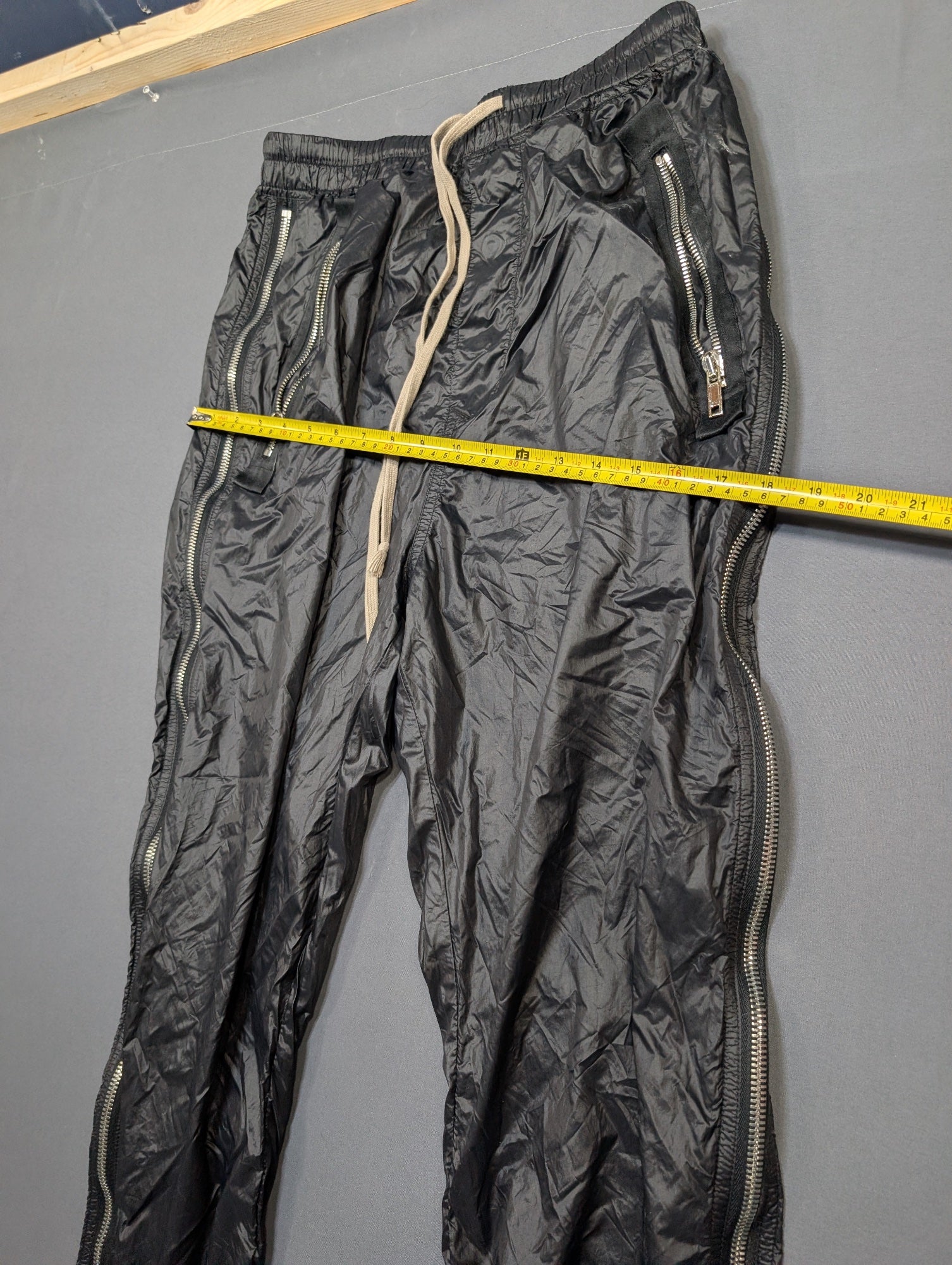 Rick Owens Gethsemane FW21 Zip Track Pants Black Nylon Size 48 IT