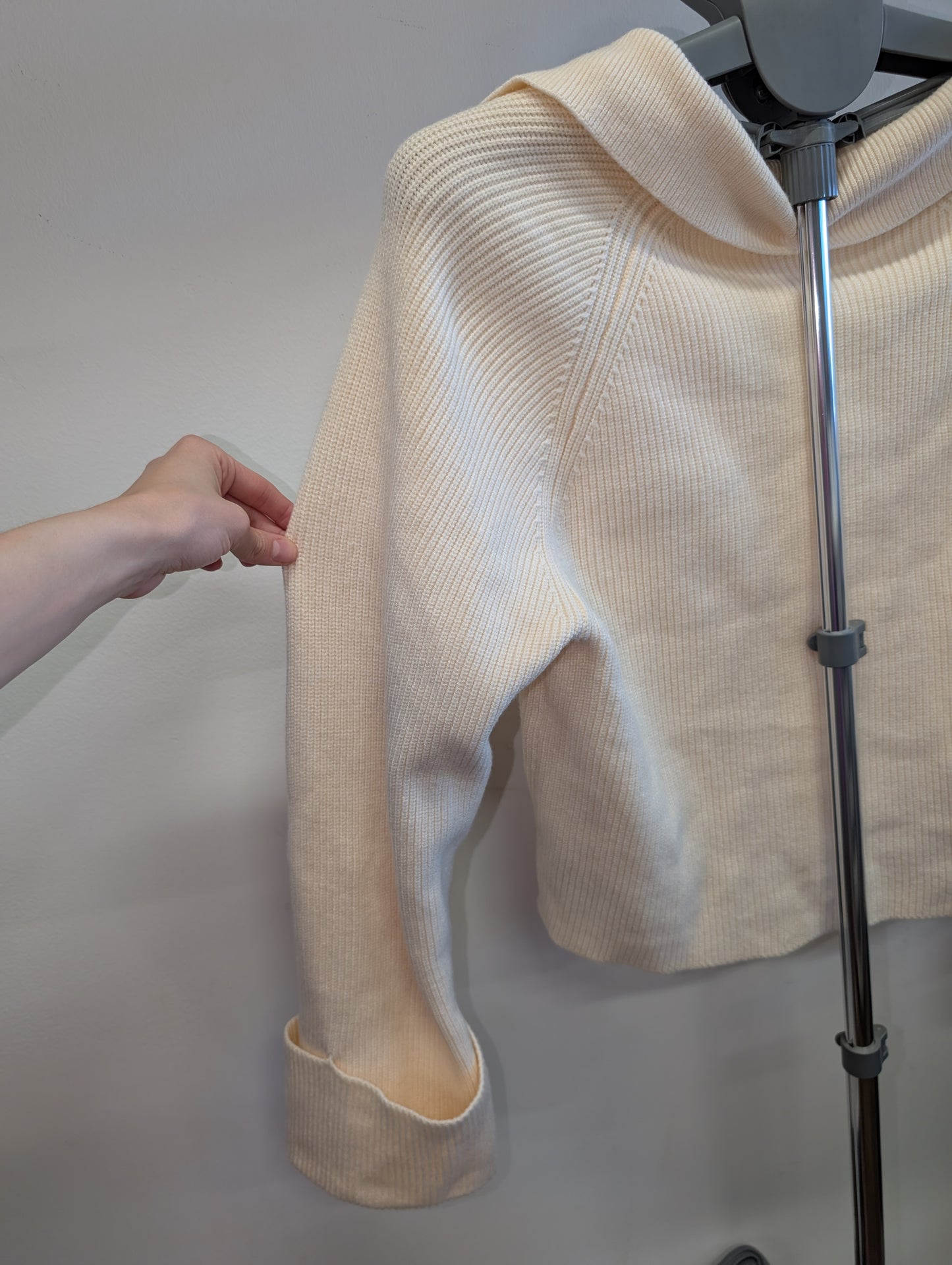 Jason Wu Cream Rib Knit Collared Sweater, Size M