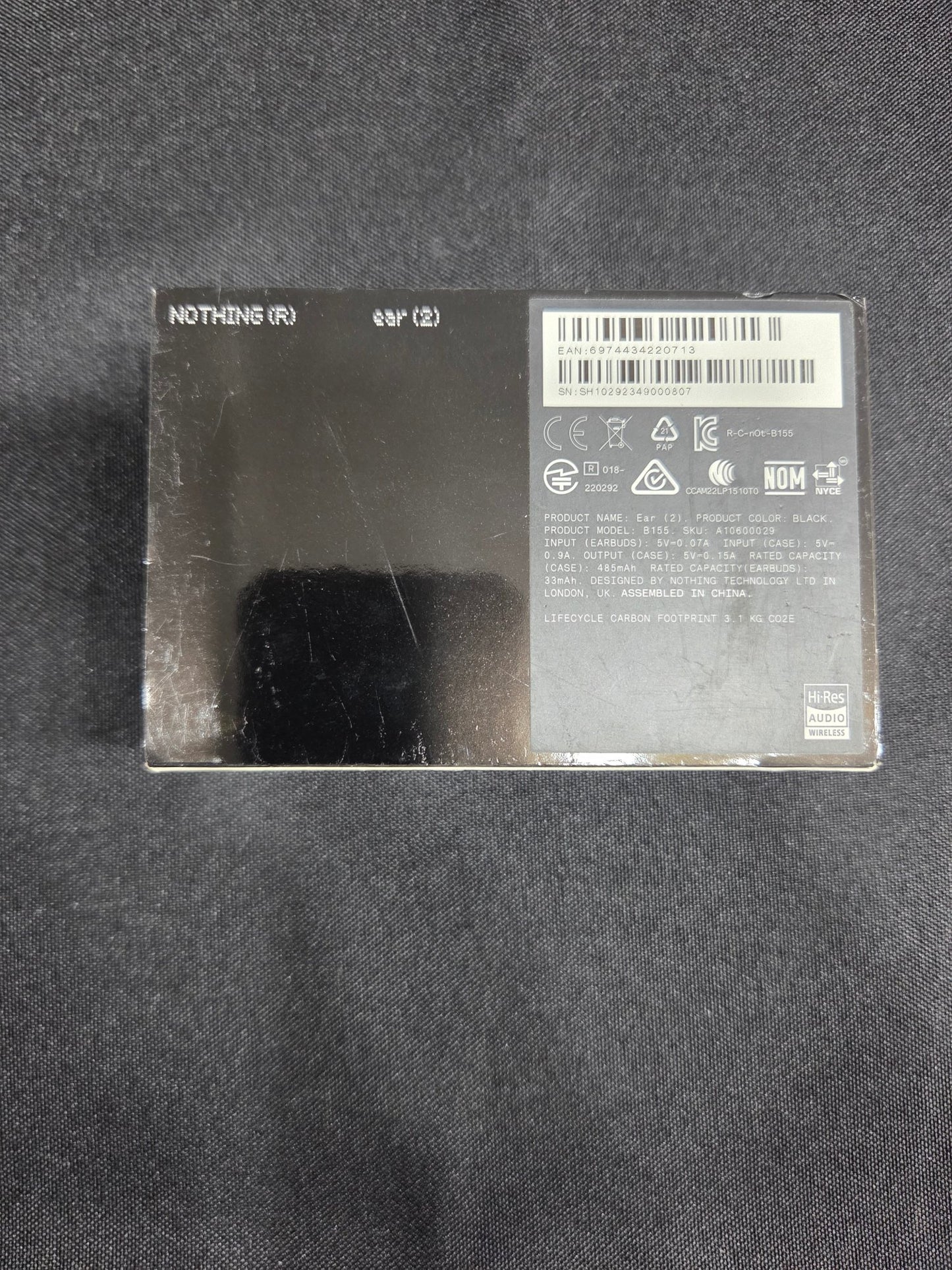 Nothing Ear (2) Wireless Earbuds Black Sealed B155 Hi-Res ANC TWS
