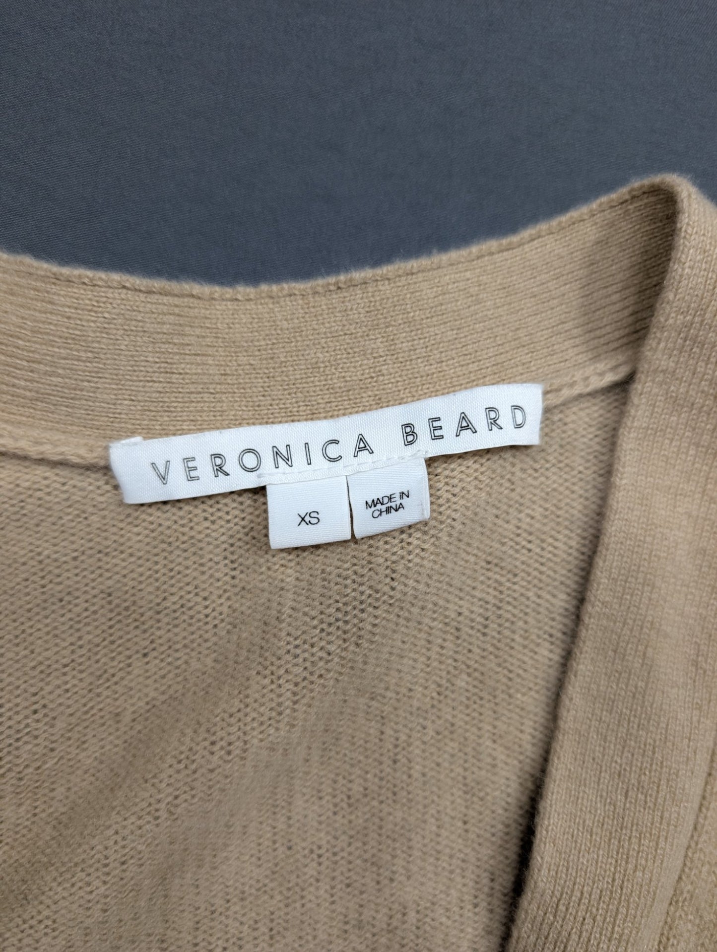 Veronica Beard Camel Cropped Cardigan XS Gold Crest Buttons Knit