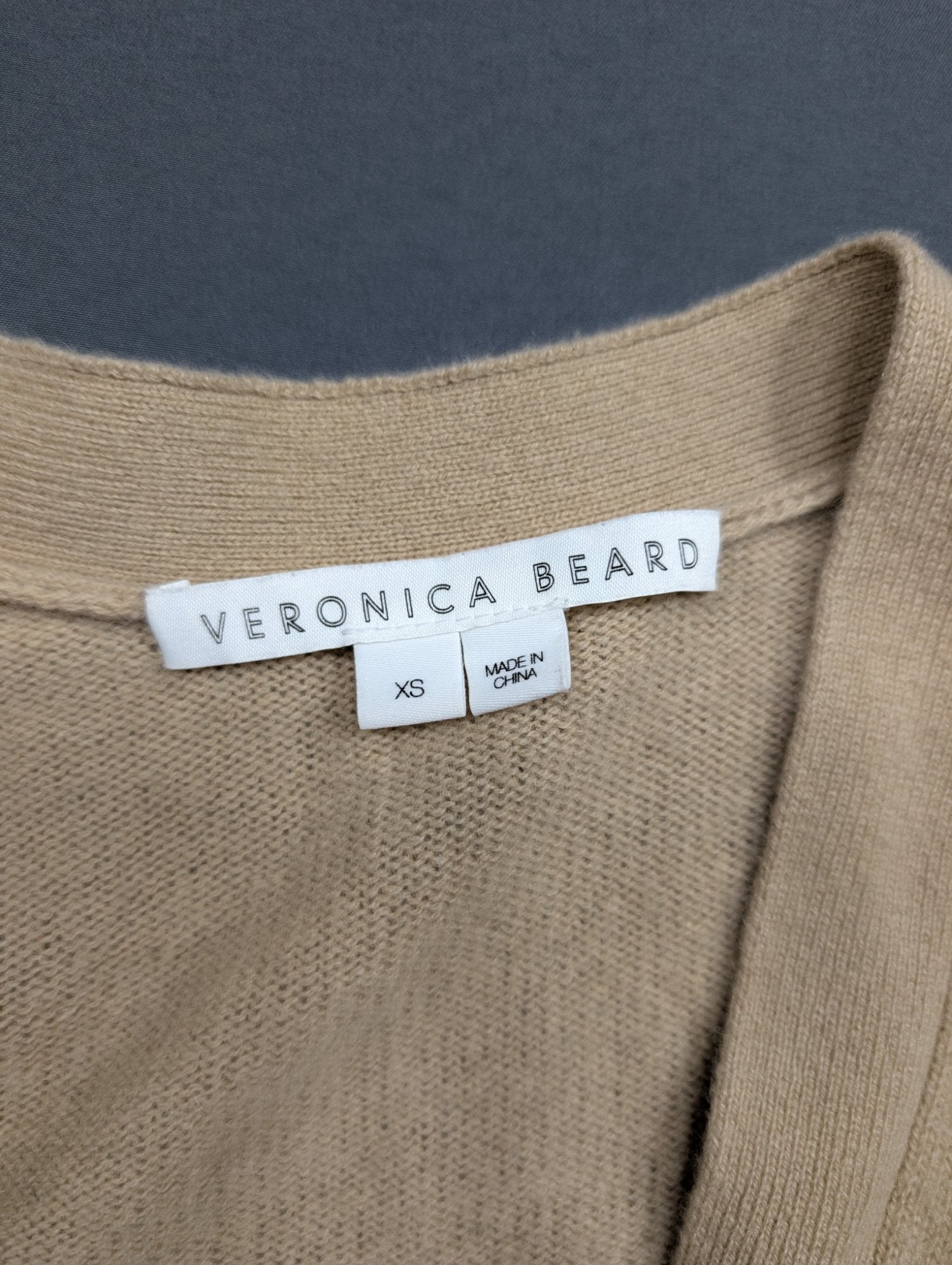 Veronica Beard Camel Cropped Cardigan XS Gold Crest Buttons Knit