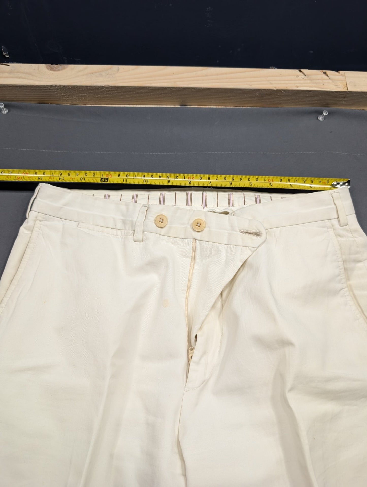 Ermenegildo Zegna Su Misura Cotton Dress Trousers Sz 48C Cream