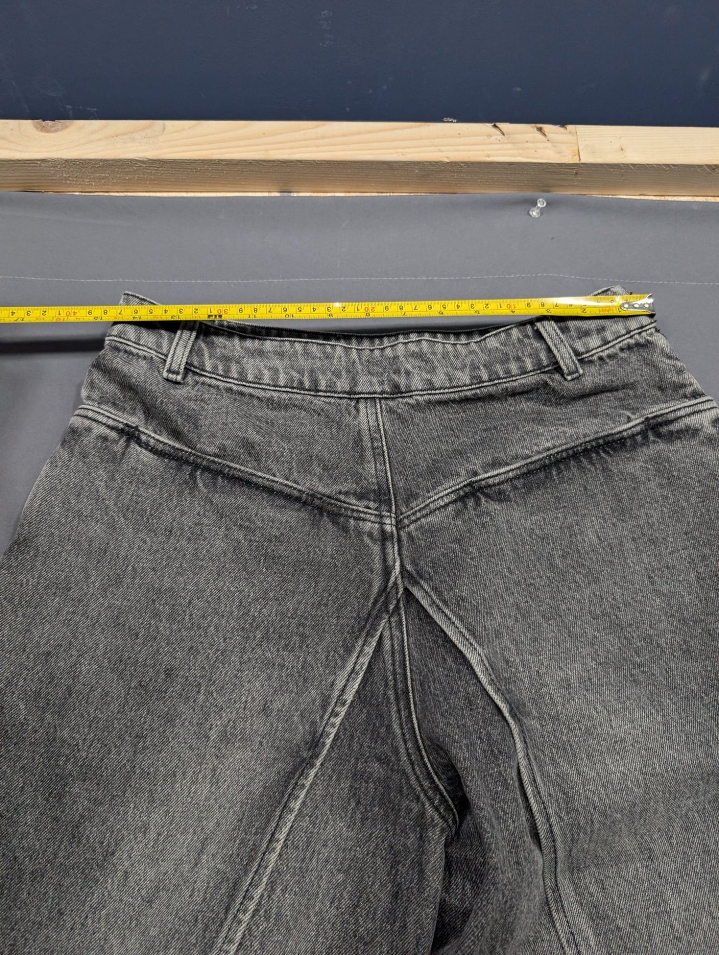 Rarely Alike Grey Wide Leg Baggy Jeans Size M Acid Wash Denim