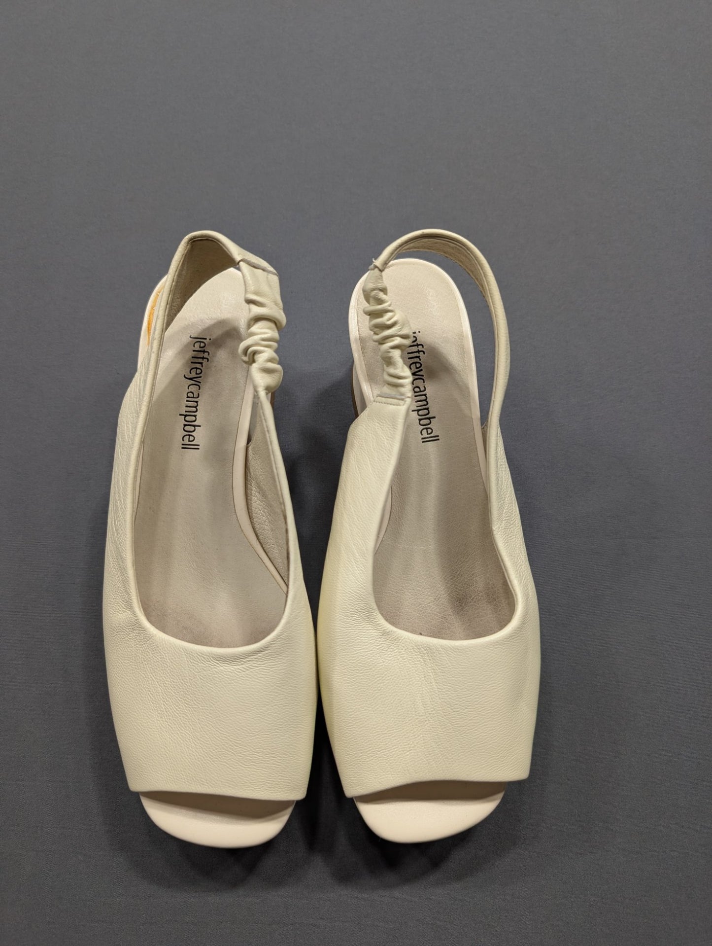 Jeffrey Campbell Cream Leather Slingback Platform Heels Sz 7