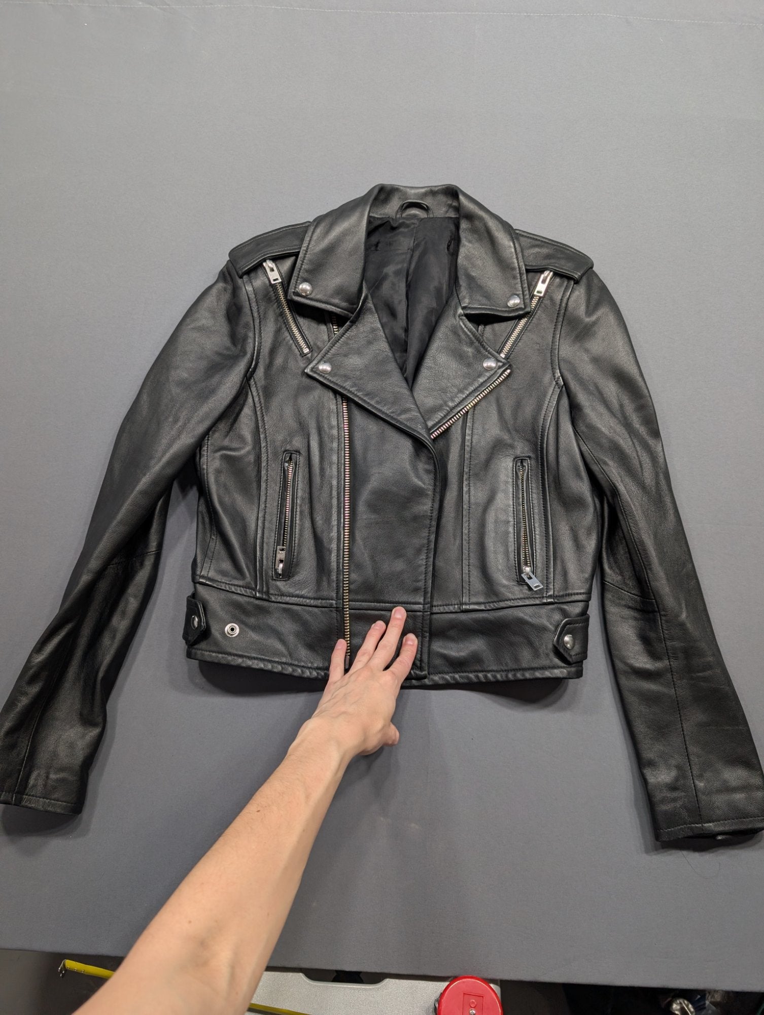 IRO Paris Yazxkpe Leather Moto Biker Jacket Black Women's Sz 38