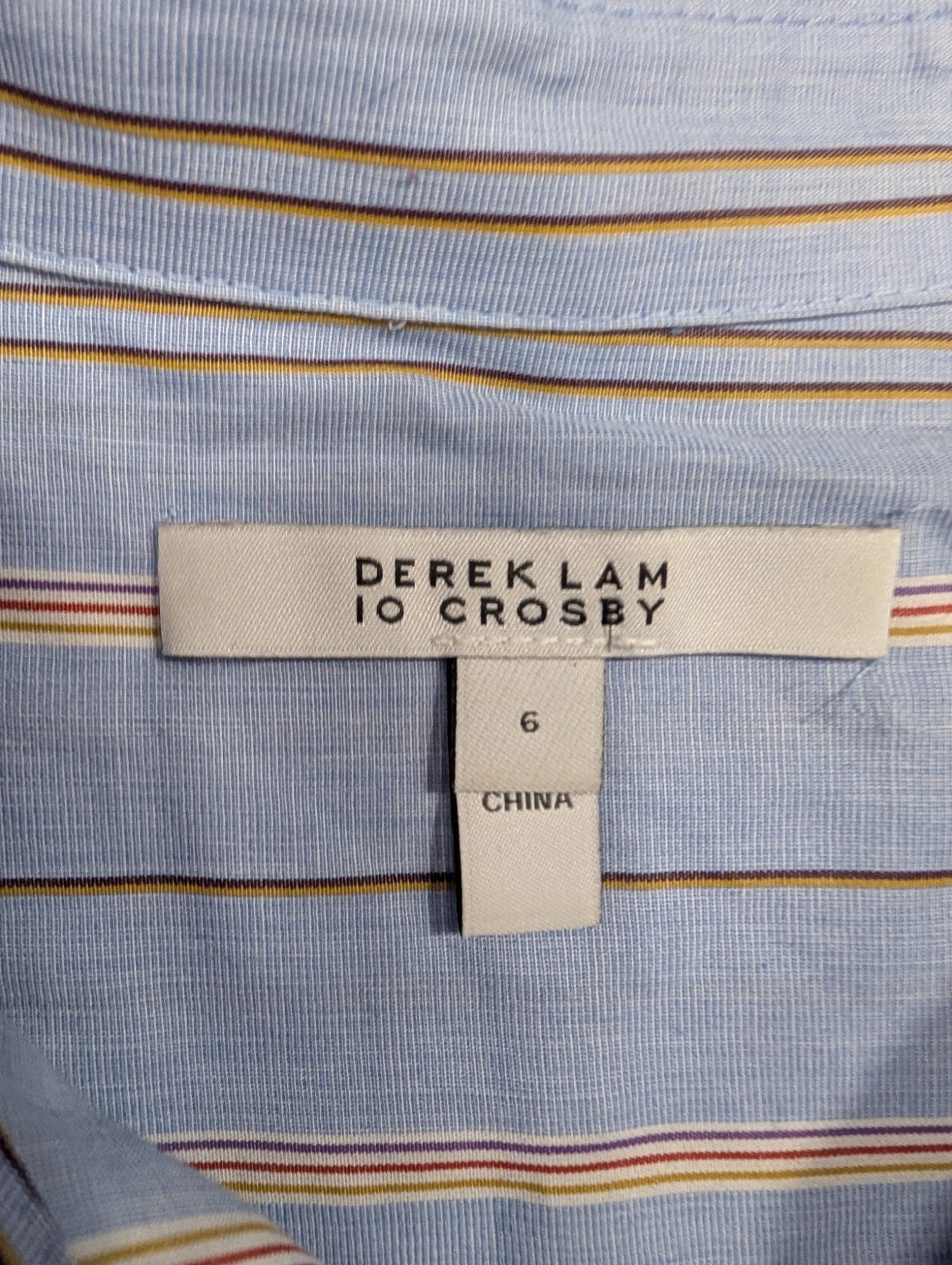 Derek Lam 10 Crosby Striped Button-Down Shirt Sz 6 Light Blue