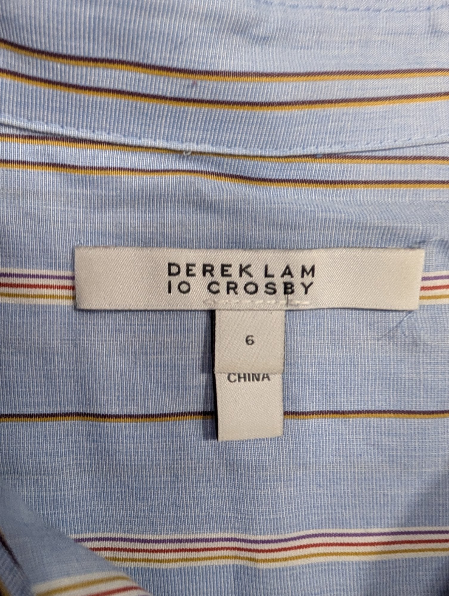 Derek Lam 10 Crosby Striped Button-Down Shirt Sz 6 Light Blue