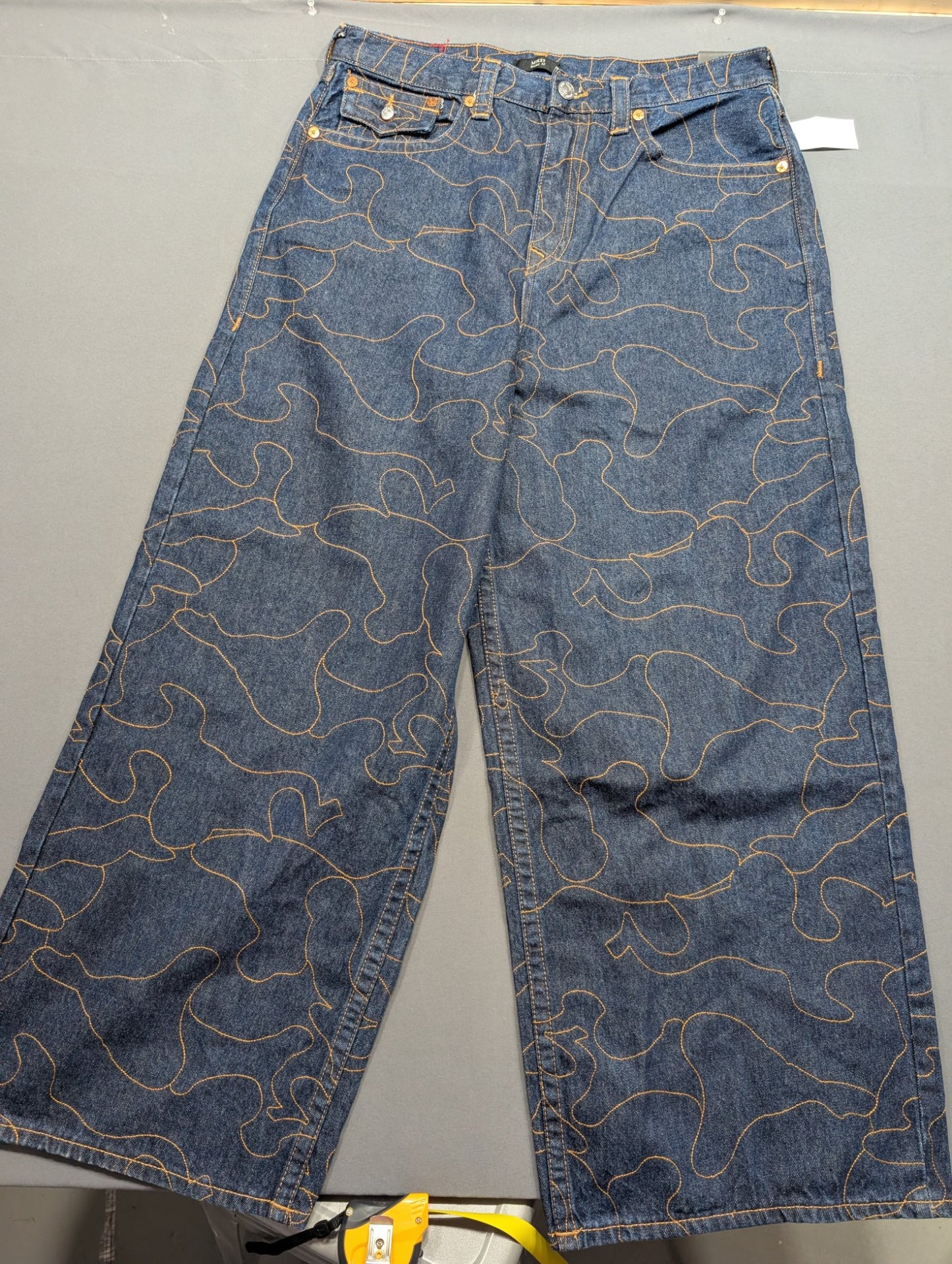 True Religion Mikey Baggy AF Jeans 34 Camo Stitch Dark Wash NWT