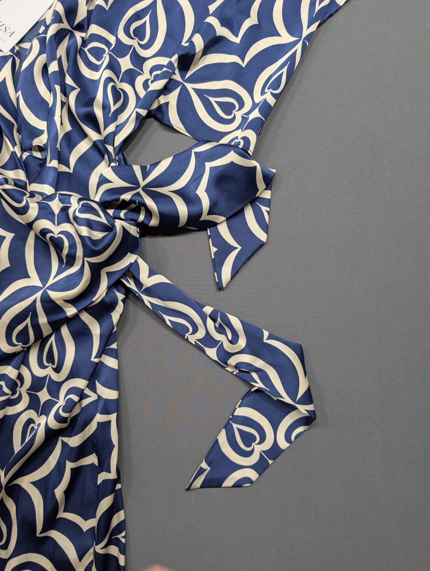 MISA Los Angeles Blue Floral Wrap Midi Dress Size M NWT