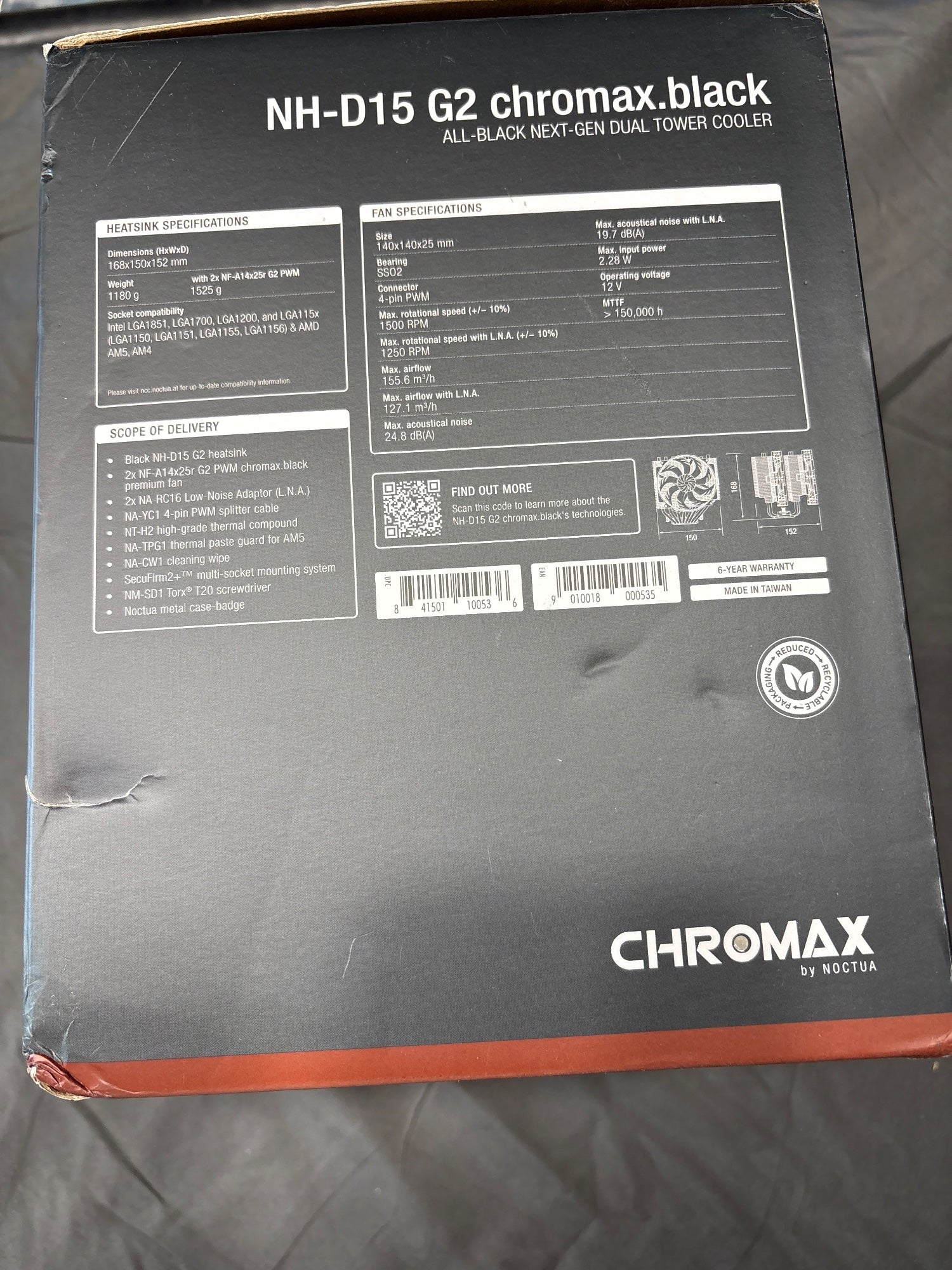 Noctua NH-D15 G2 chromax.black Dual Tower CPU Cooler 140mm