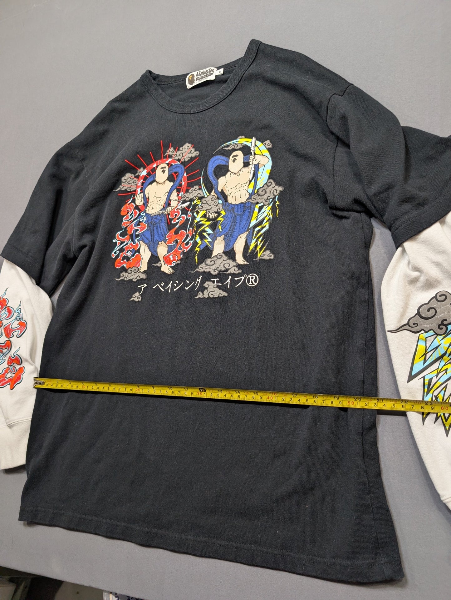 A Bathing Ape BAPE Thunder God Double Sleeve Tee Shirt XL Black