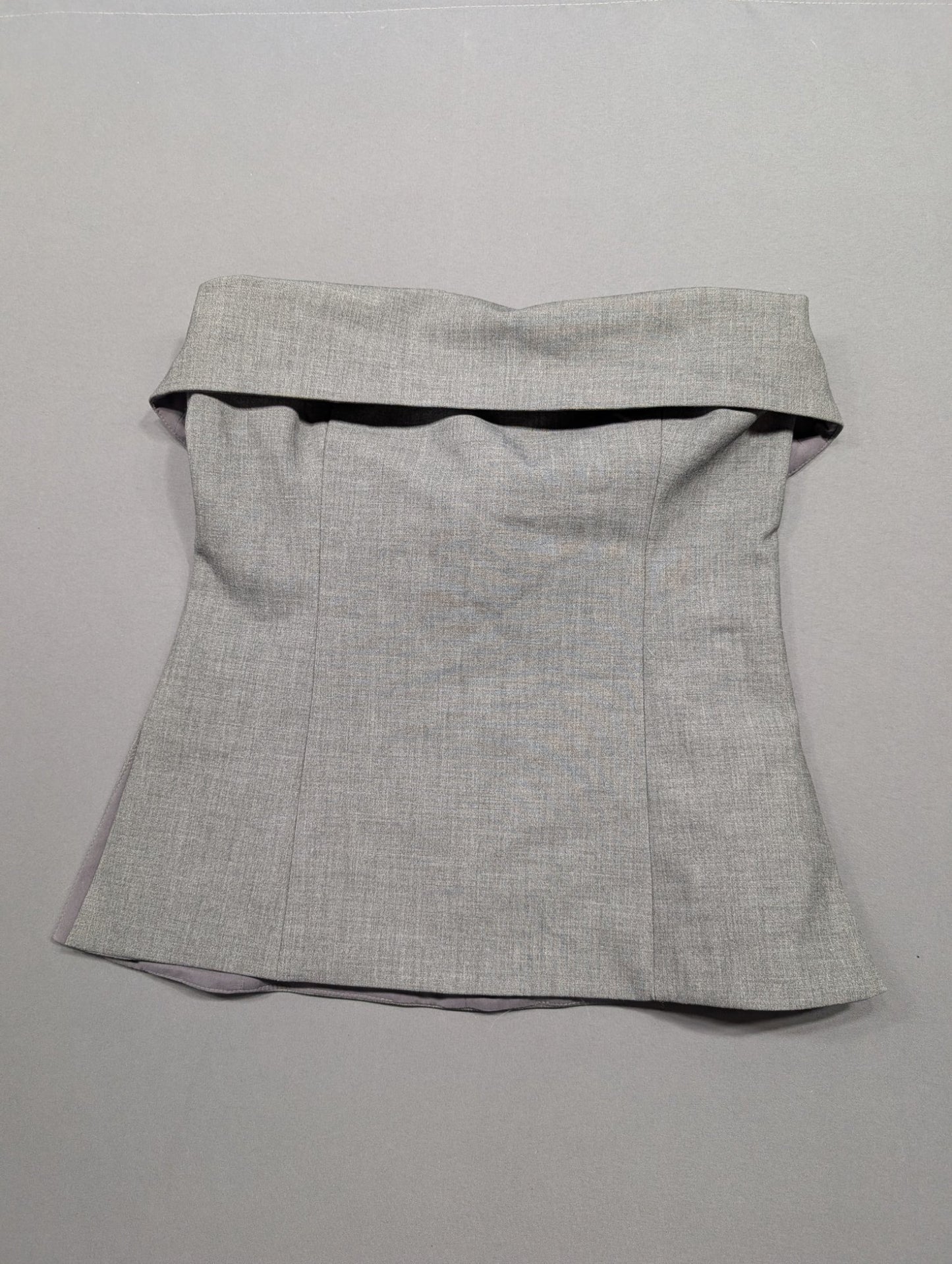 Babaton Size 8 Grey Strapless Corset Top Structured Blazer