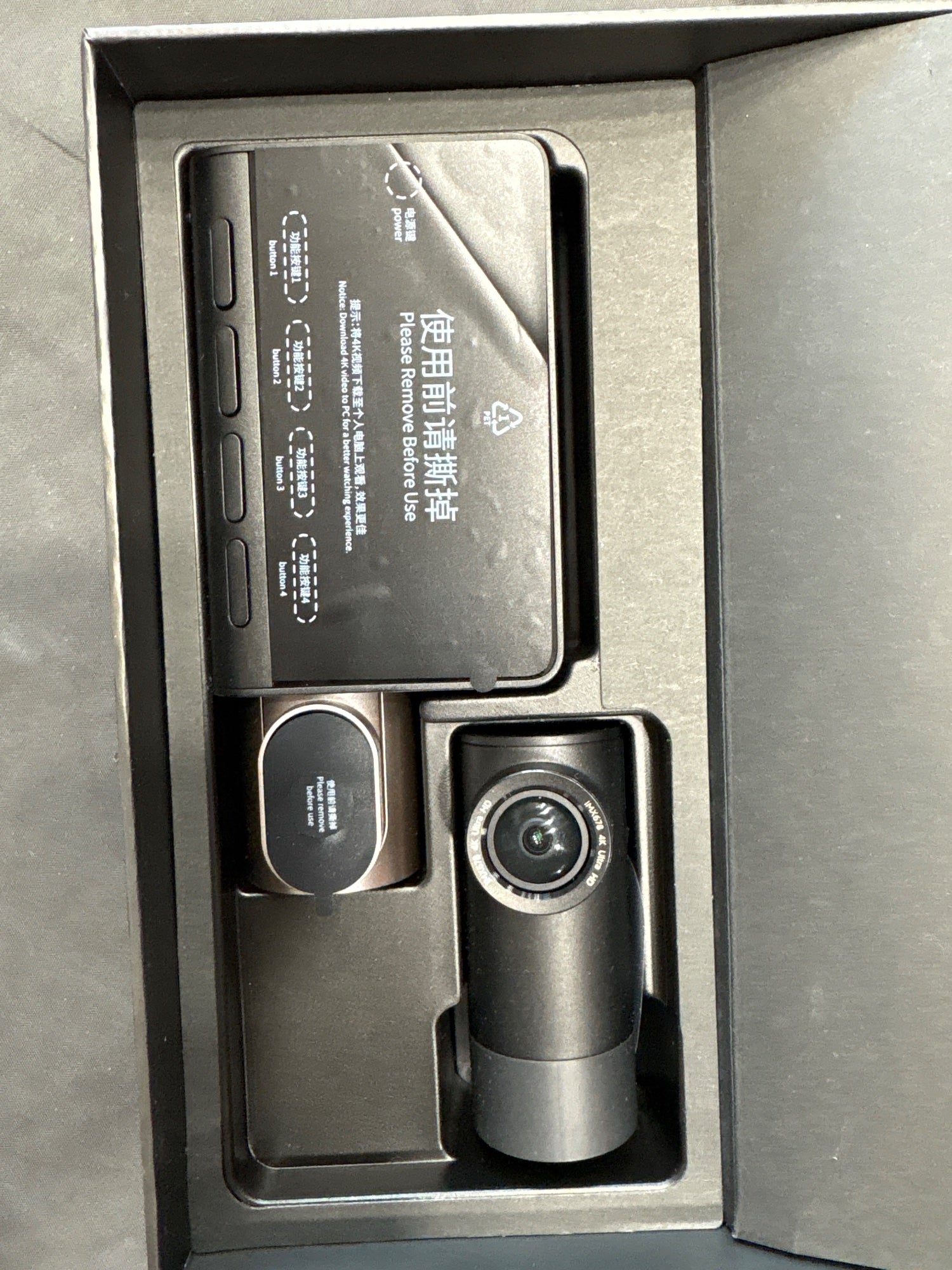 70mai Dash Cam 4K T800 Premium Set 3-Channel Front Rear Interior