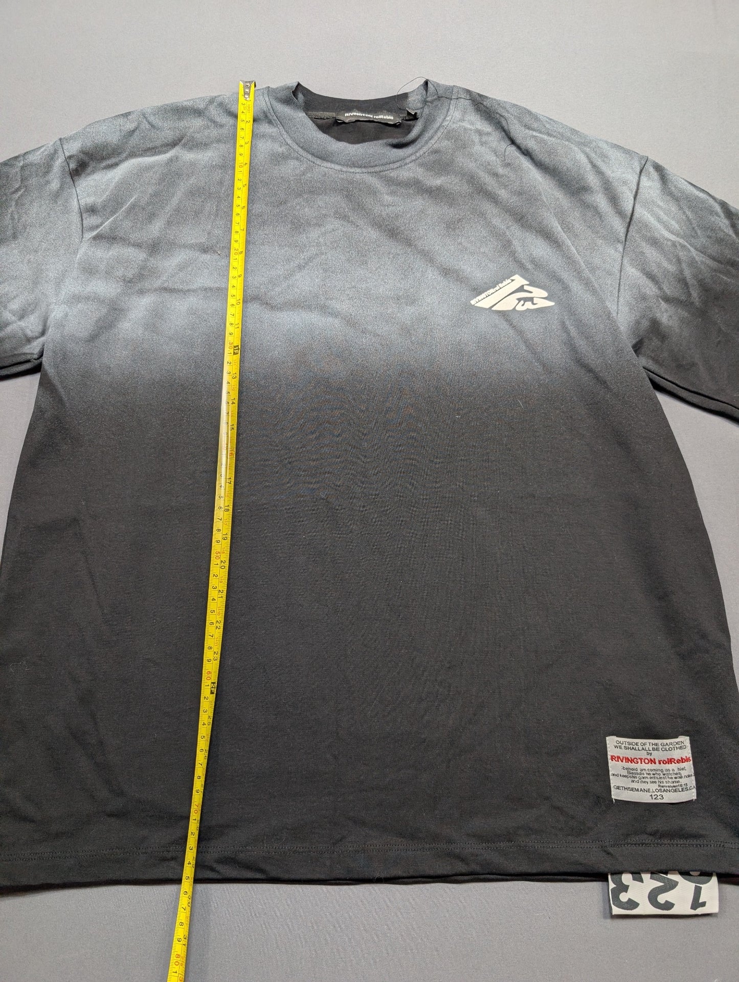 Rivington Roi Rebis Gymgno T-Shirt Gradient Dye Large Black Gray