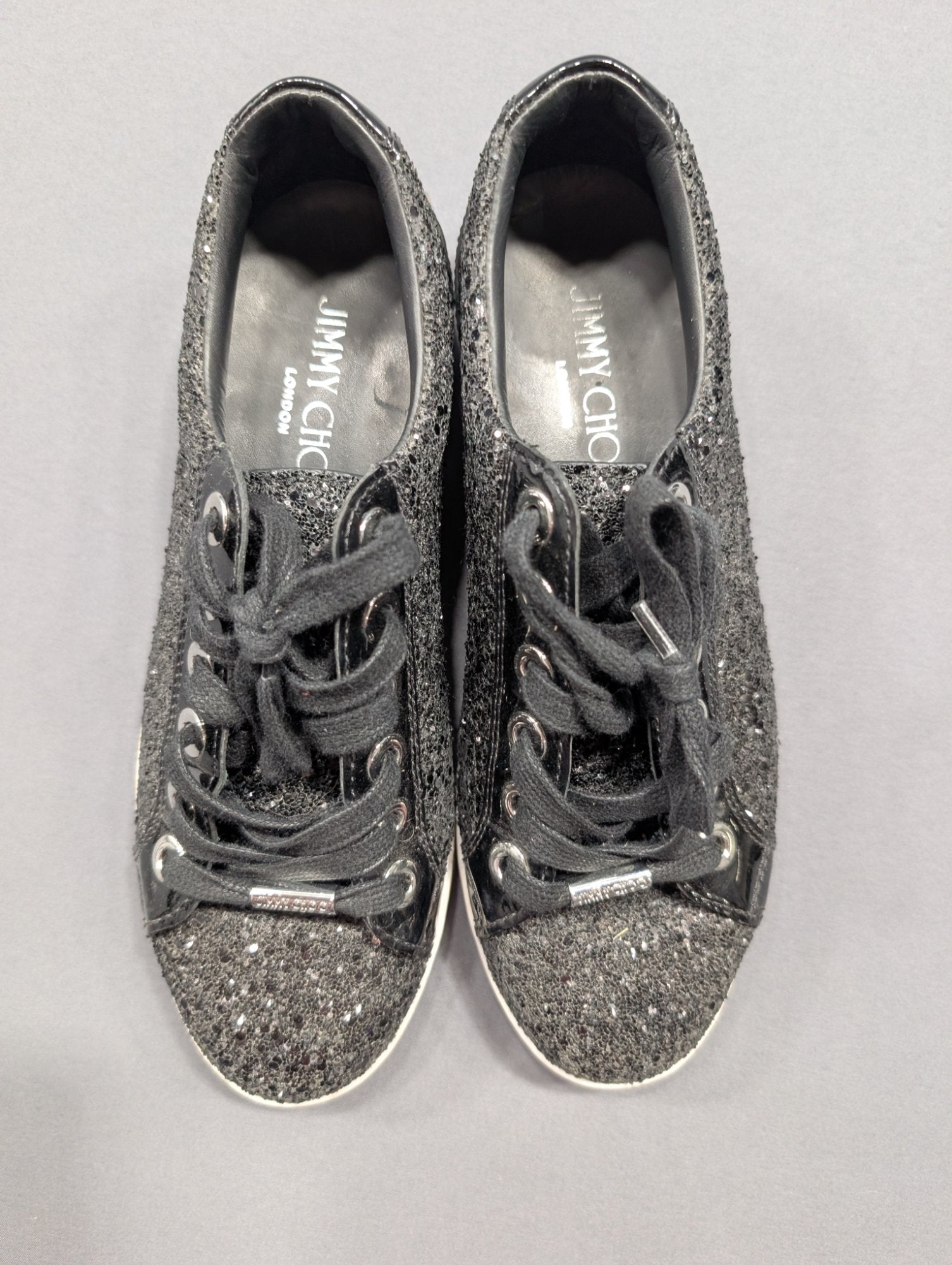 Jimmy Choo Cash Star Glitter Sneakers EU 38.5 Black