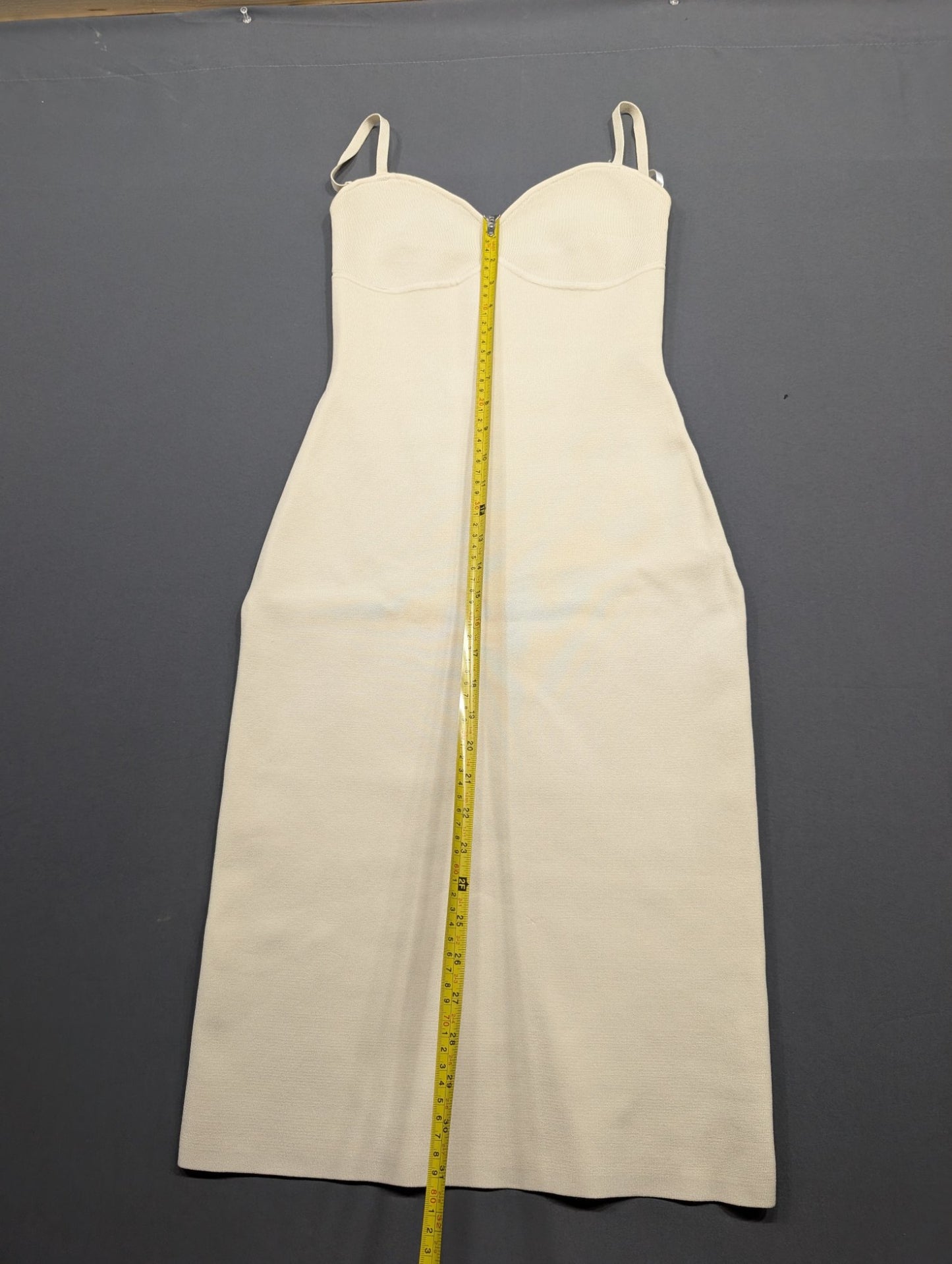 Babaton Cream Bustier Bodycon Midi Dress Size S Spaghetti Strap
