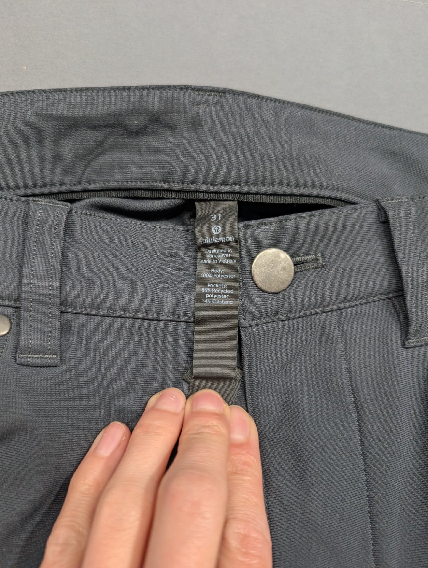 Lululemon ABC Slim 5-Pocket Pants Men's 31 Dark Grey Stretch