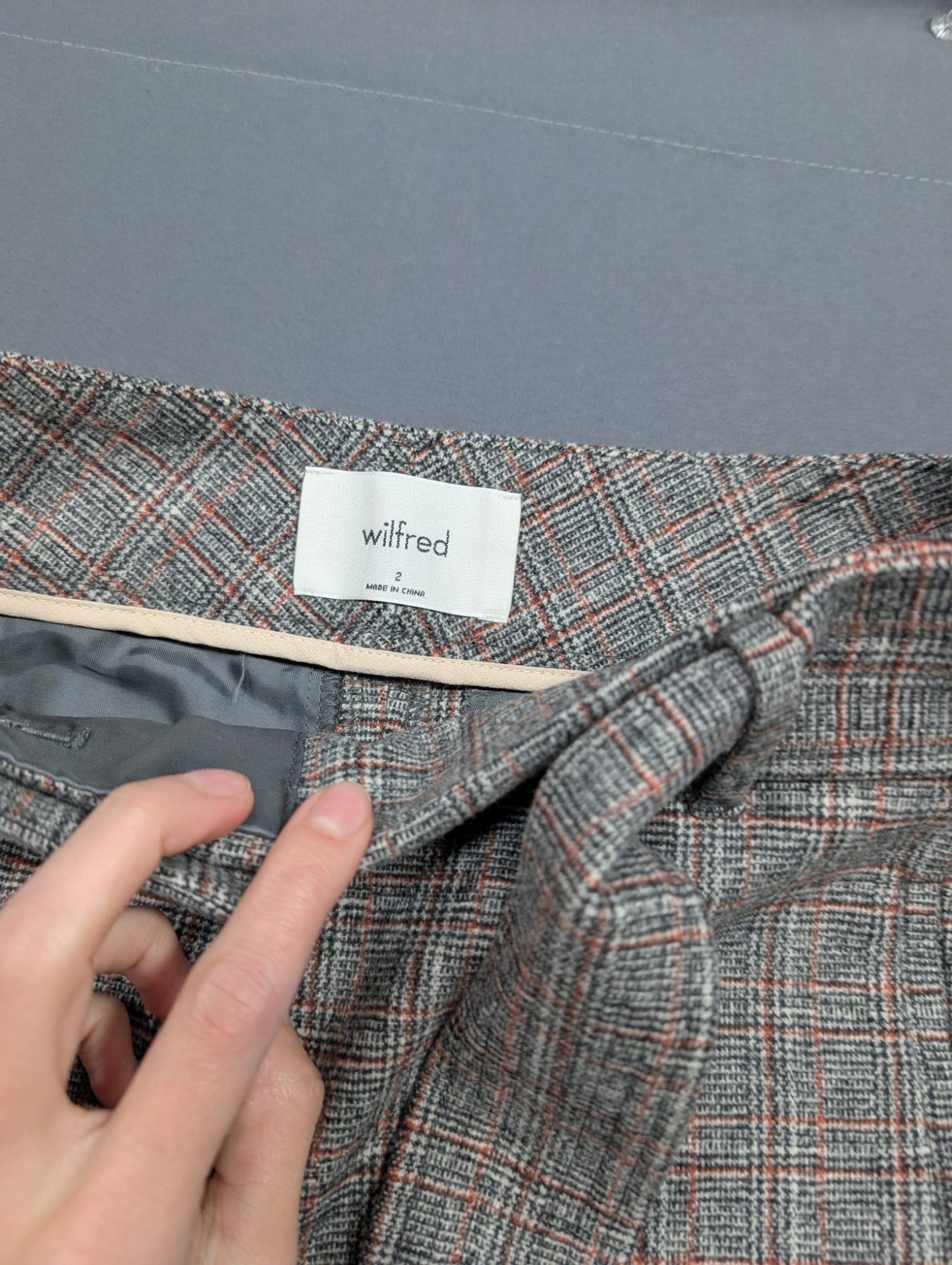 Wilfred Catherine Plaid Tie-Front Trousers Size 2 Alpaca Blend
