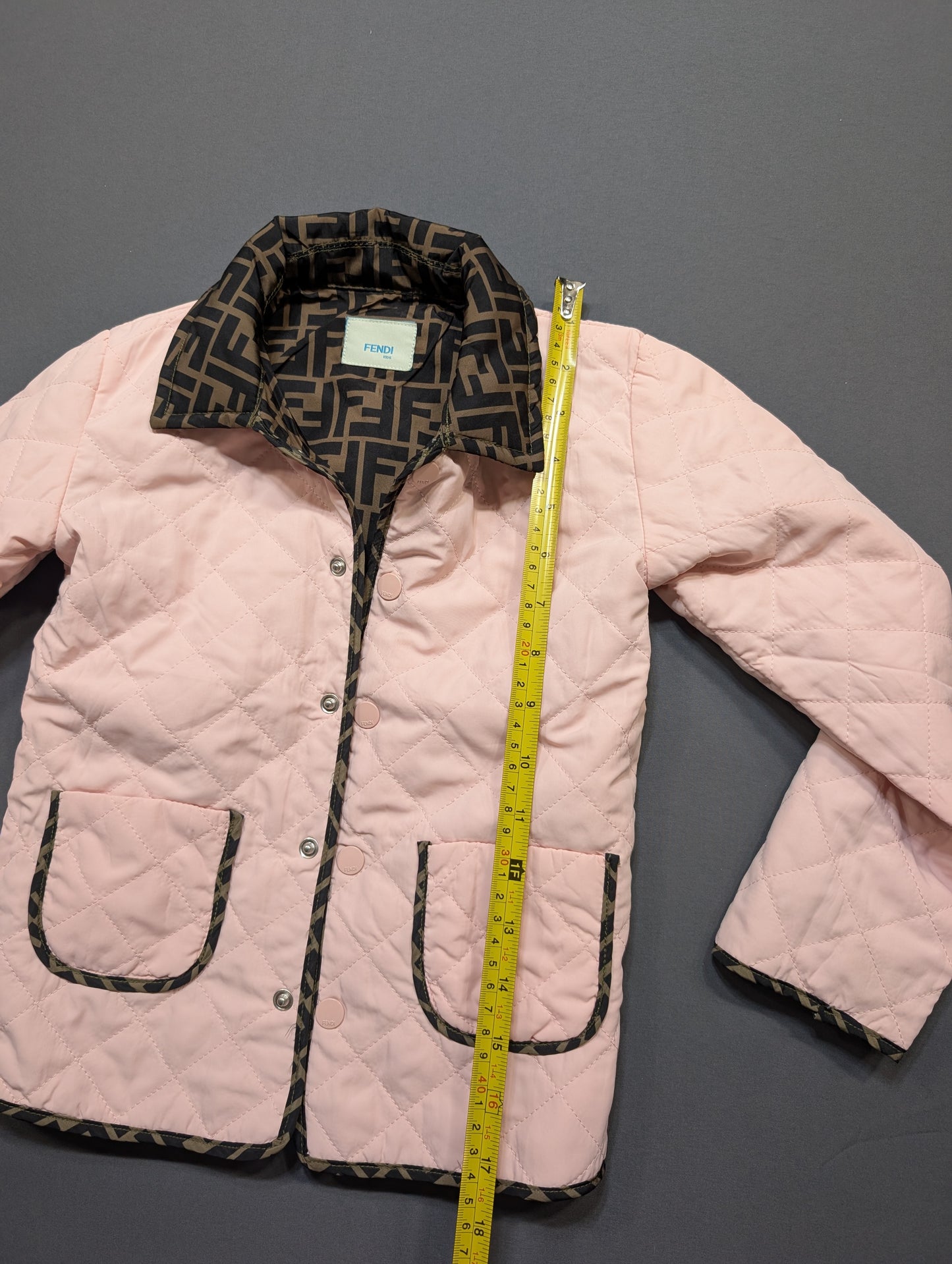 Fendi Kids Pink Quilted Jacket, Size 4A