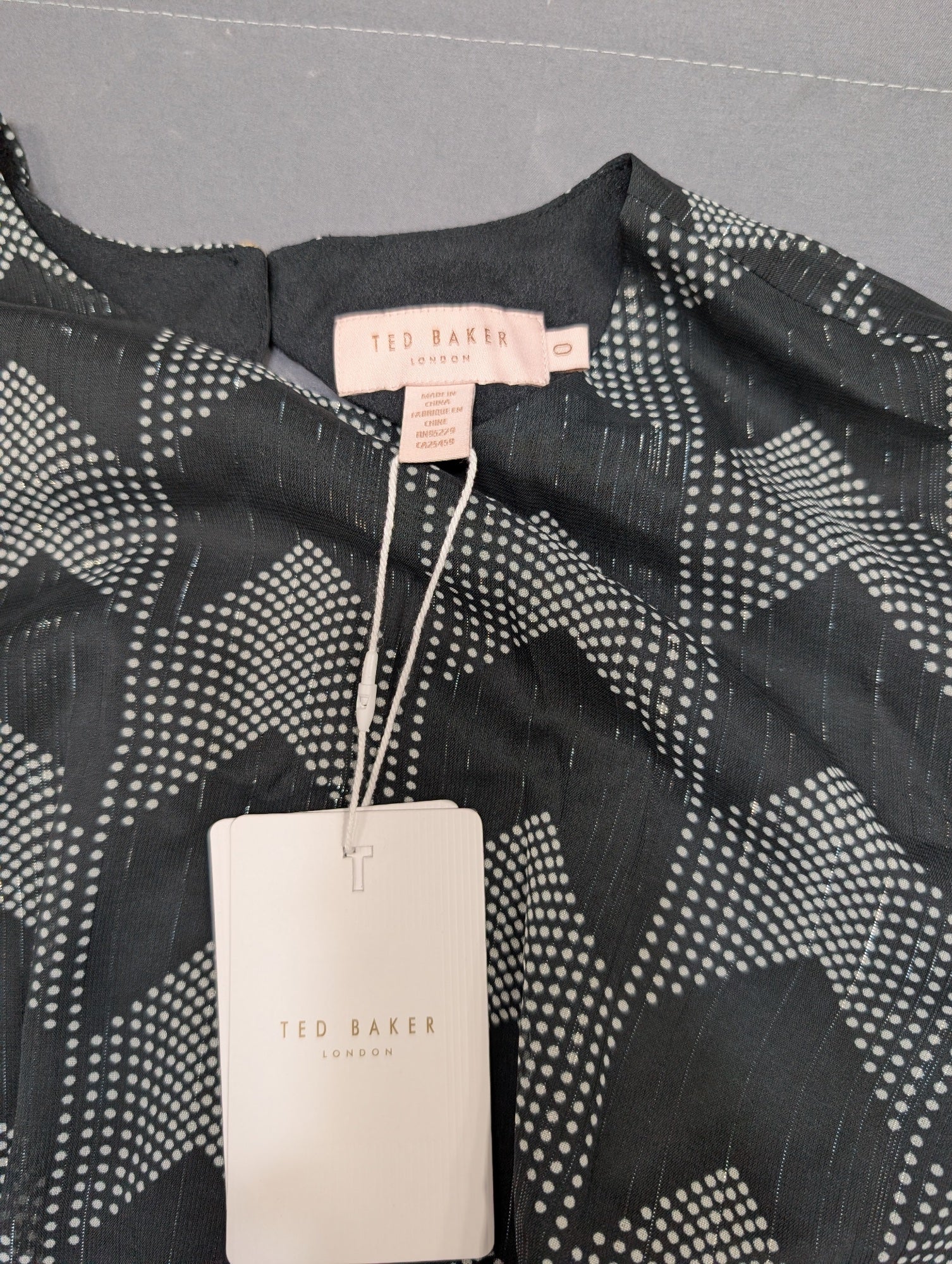 Ted Baker London Women's Maxi Dress Geometric Print Belted Size 0