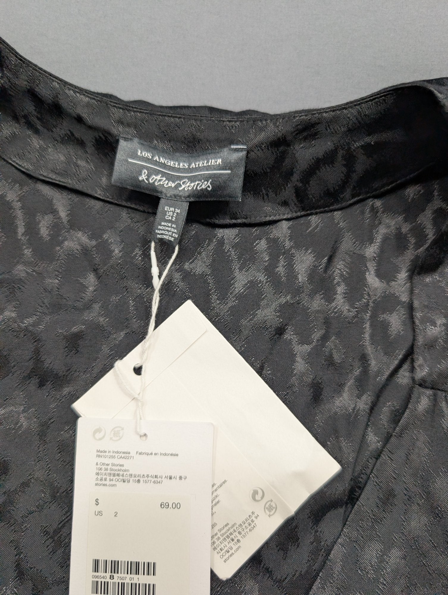 & Other Stories Los Angeles Atelier Leopard Blouse Black US 2