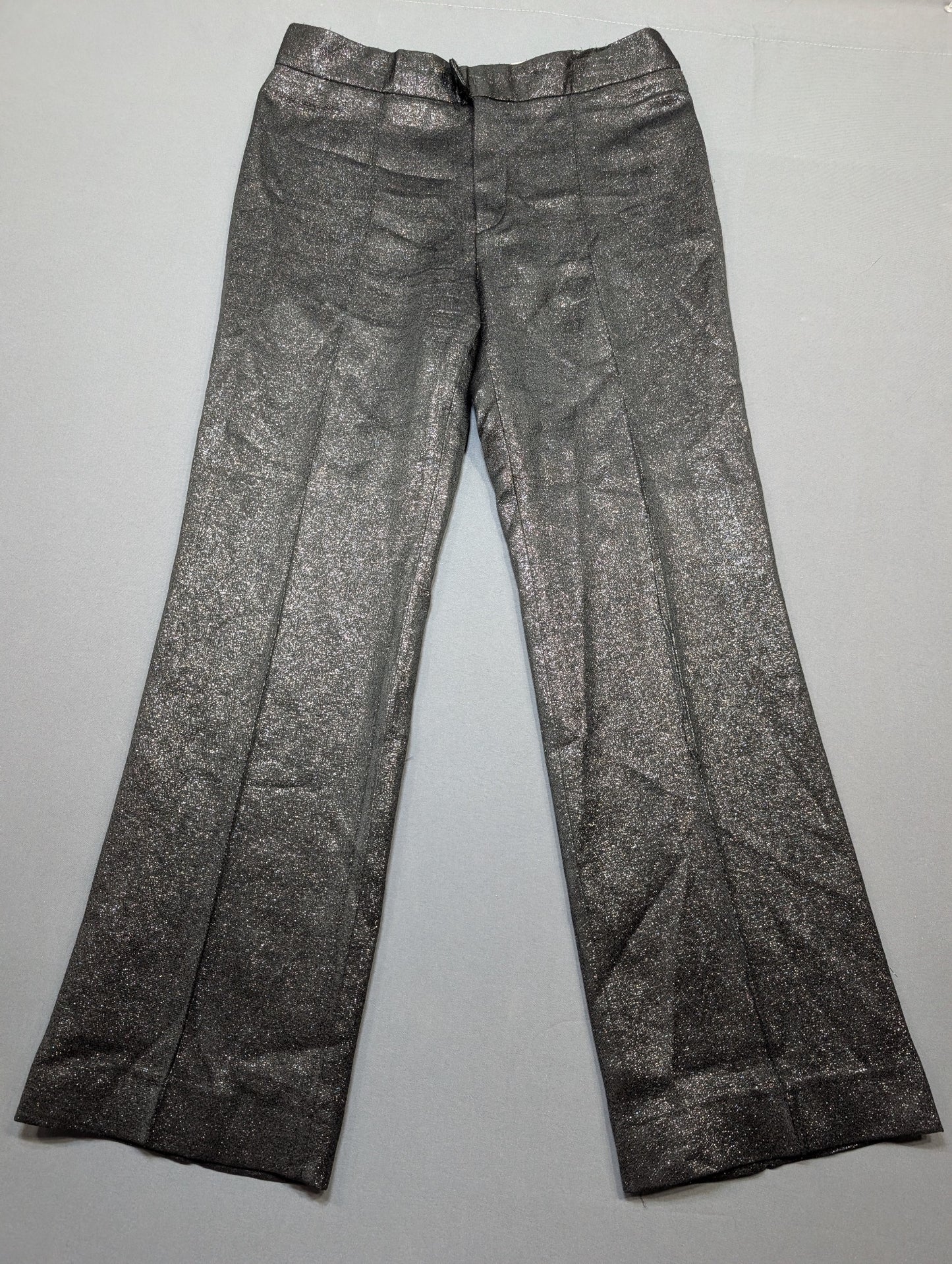 Isabel Marant Metallic Glitter Flare Trousers Pants Silver Black EU 38
