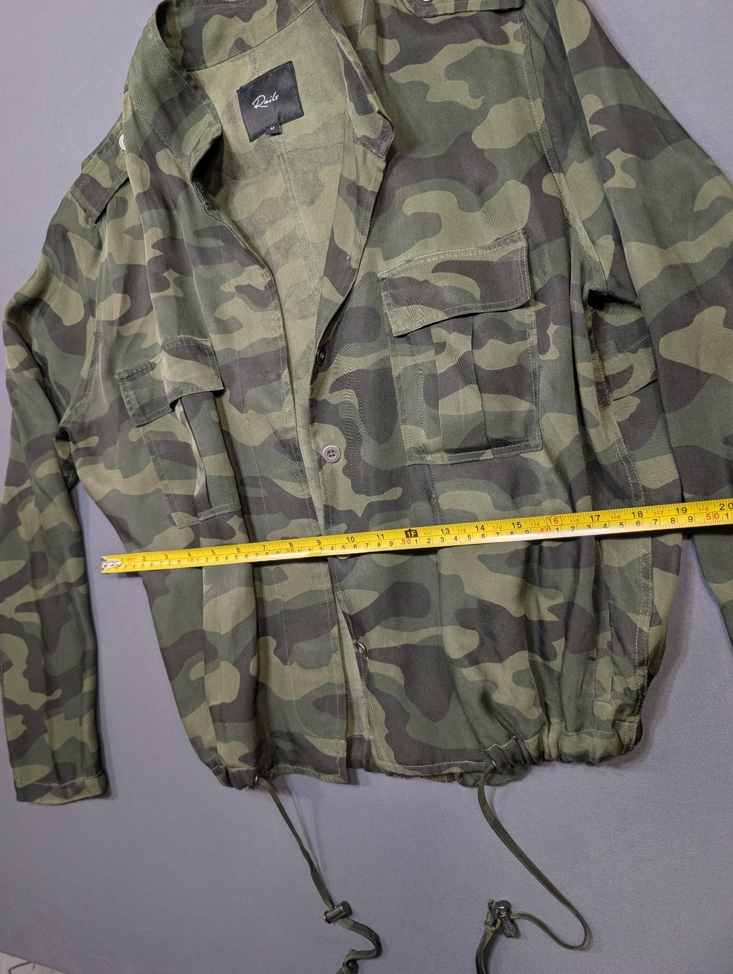 Rails Camo Cropped Military Jacket Women's Size M Green Button-Up
