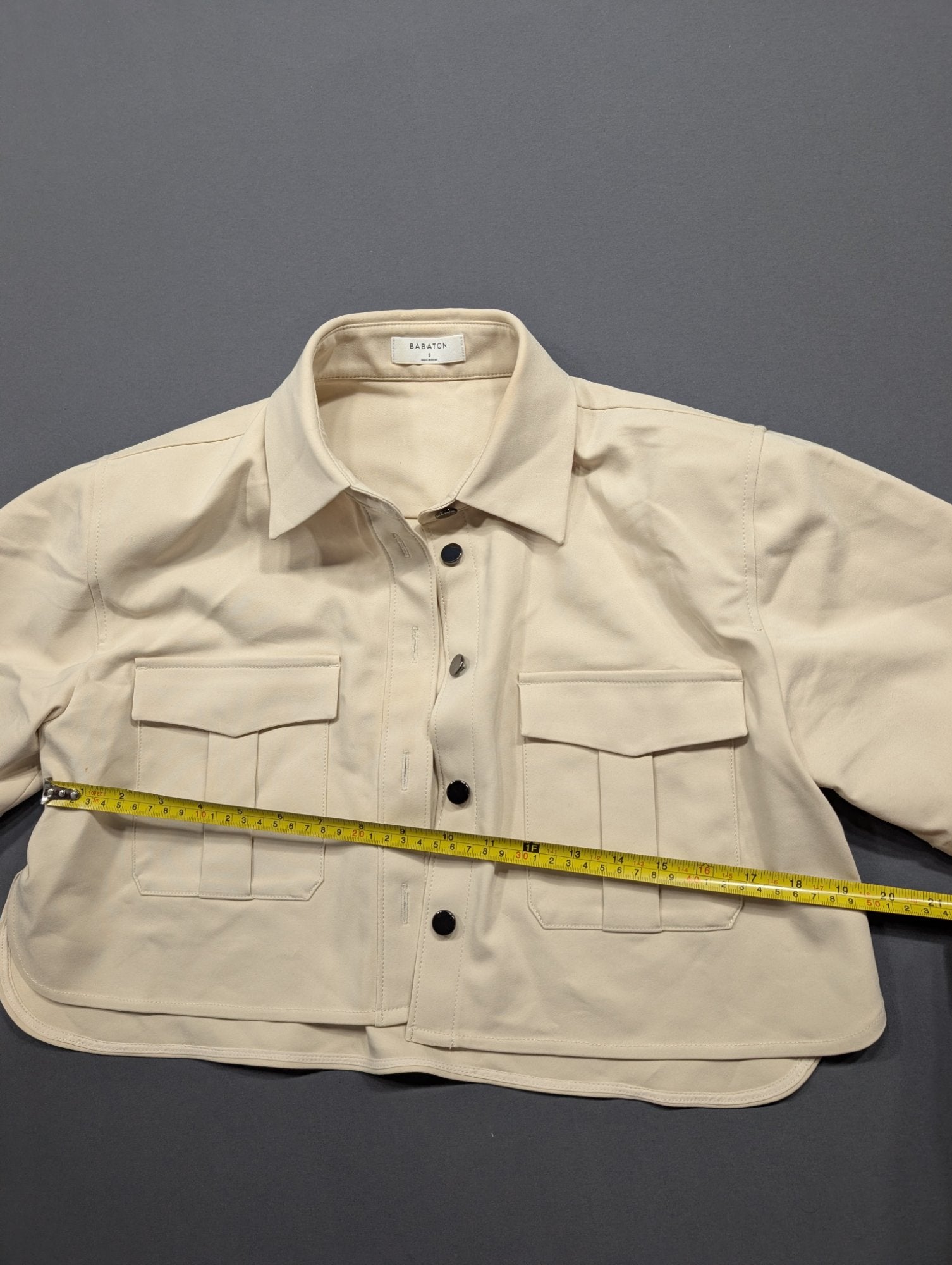 Babaton Cropped Utility Shirt Jacket Size S Beige Button-Up