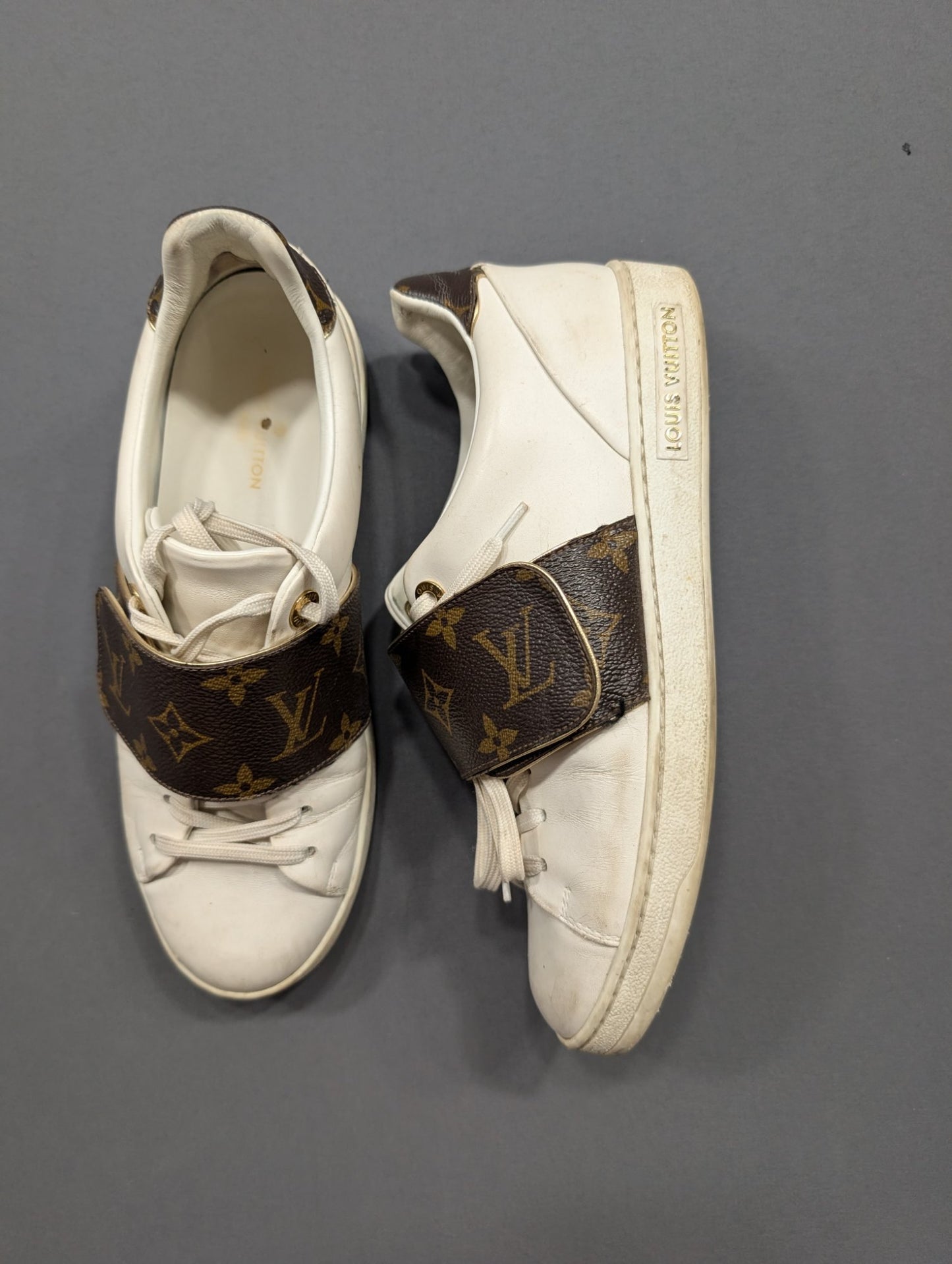 Louis Vuitton Frontrow Sneaker White Monogram Strap Women's