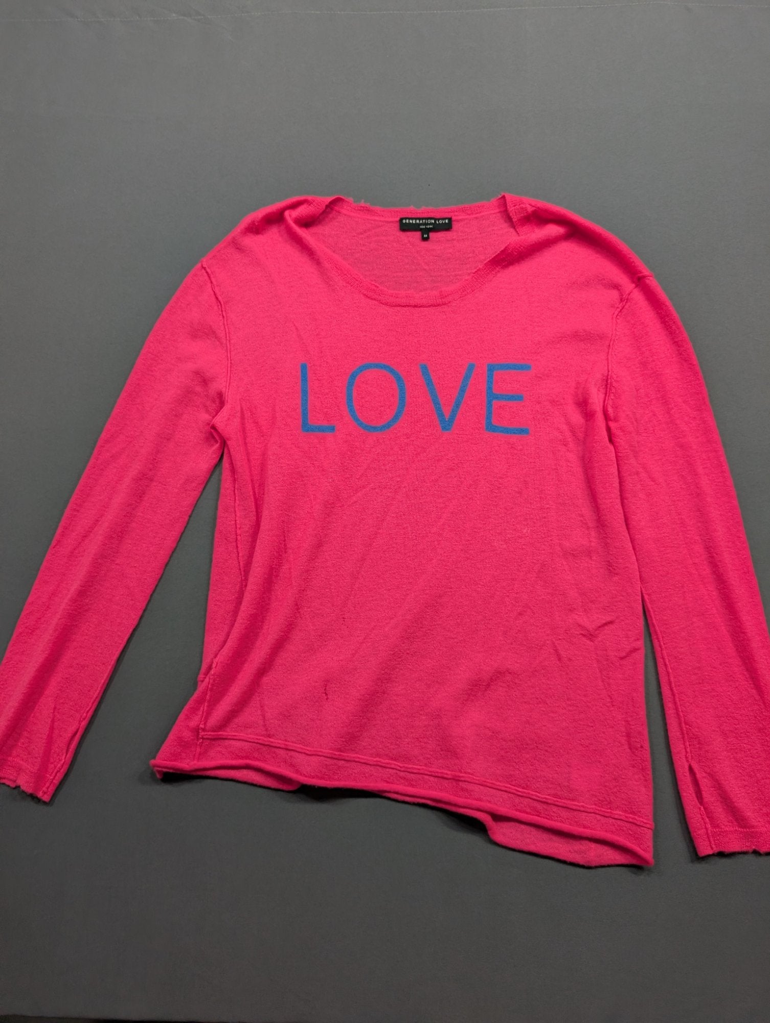 Generation Love NY Women's Pink LOVE Knit Long Sleeve Top M