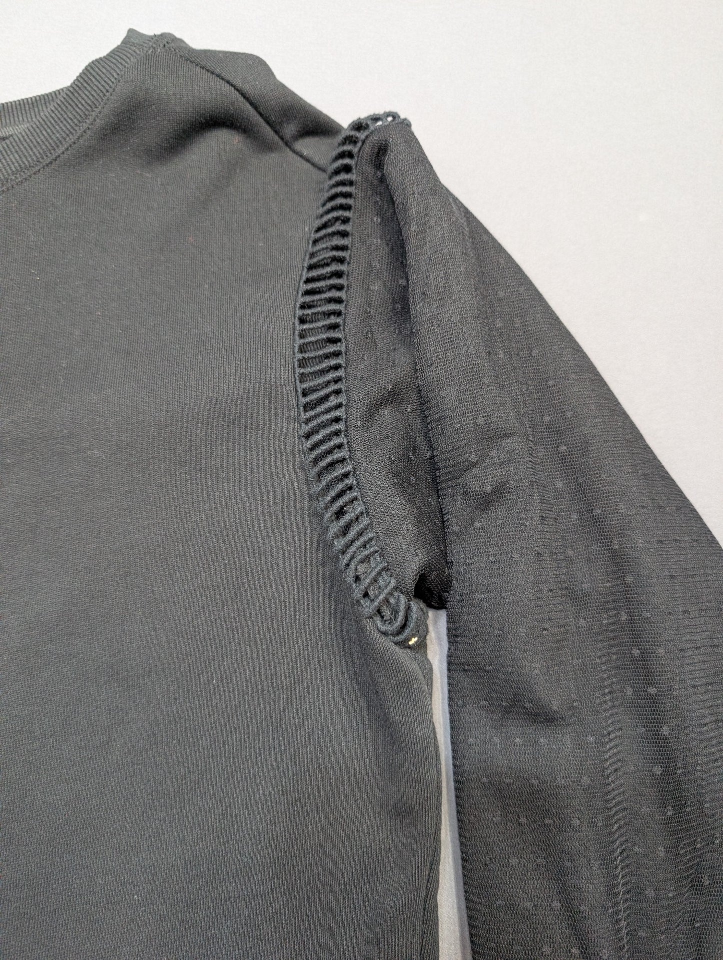Anthropologie by Anthropologie Black Sweatshirt Tulle Hem Top Size S