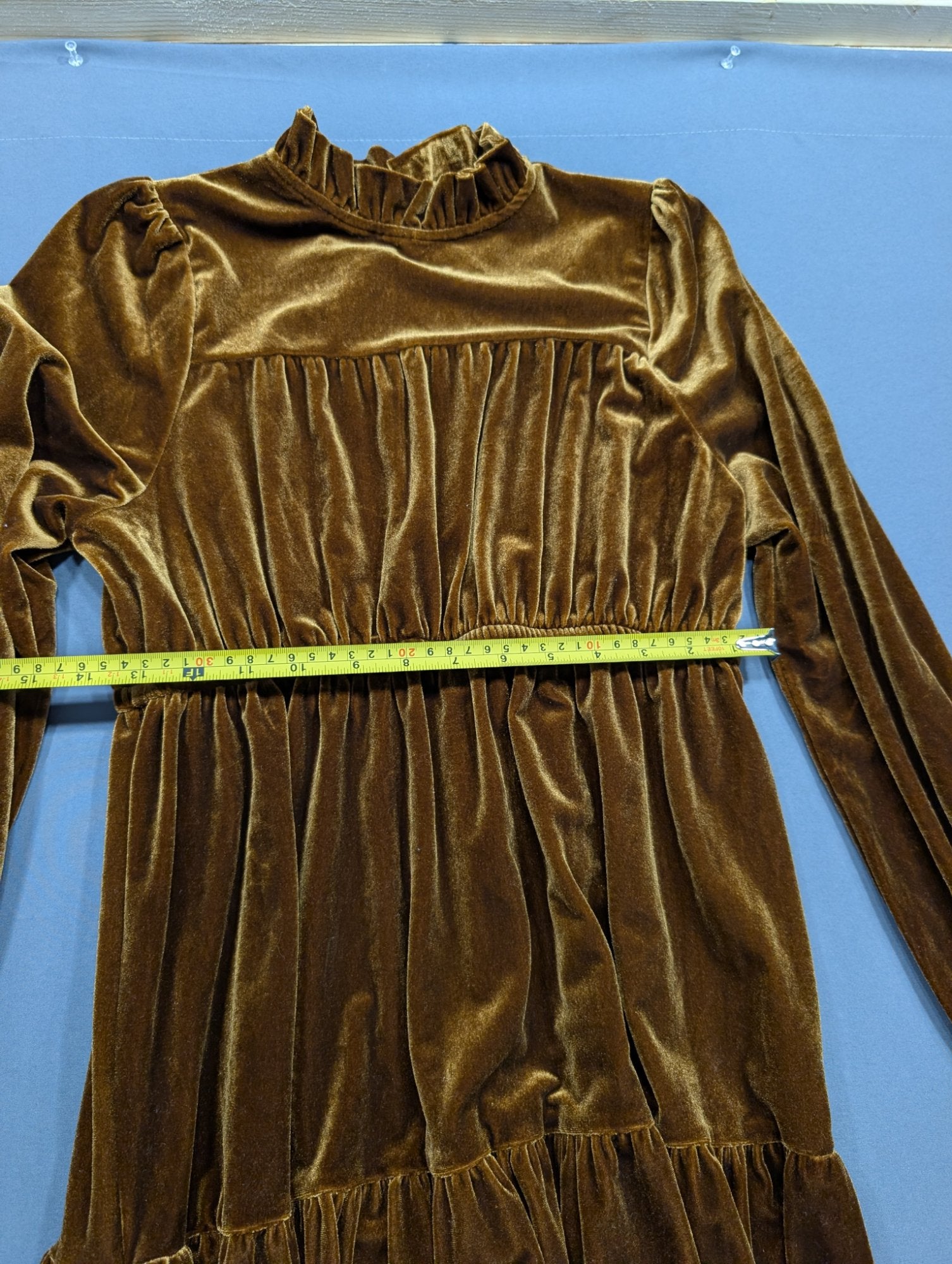 Icône par Simons Velvet Tiered Maxi Dress Bronze Size P/S