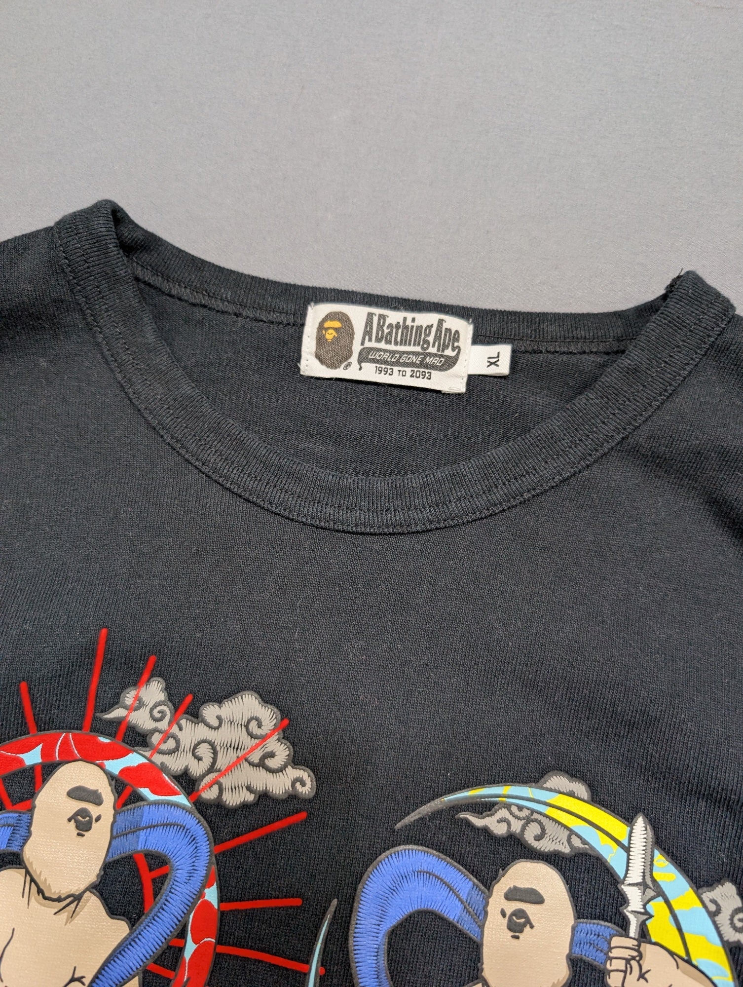 A Bathing Ape BAPE Thunder God Double Sleeve Tee Shirt XL Black