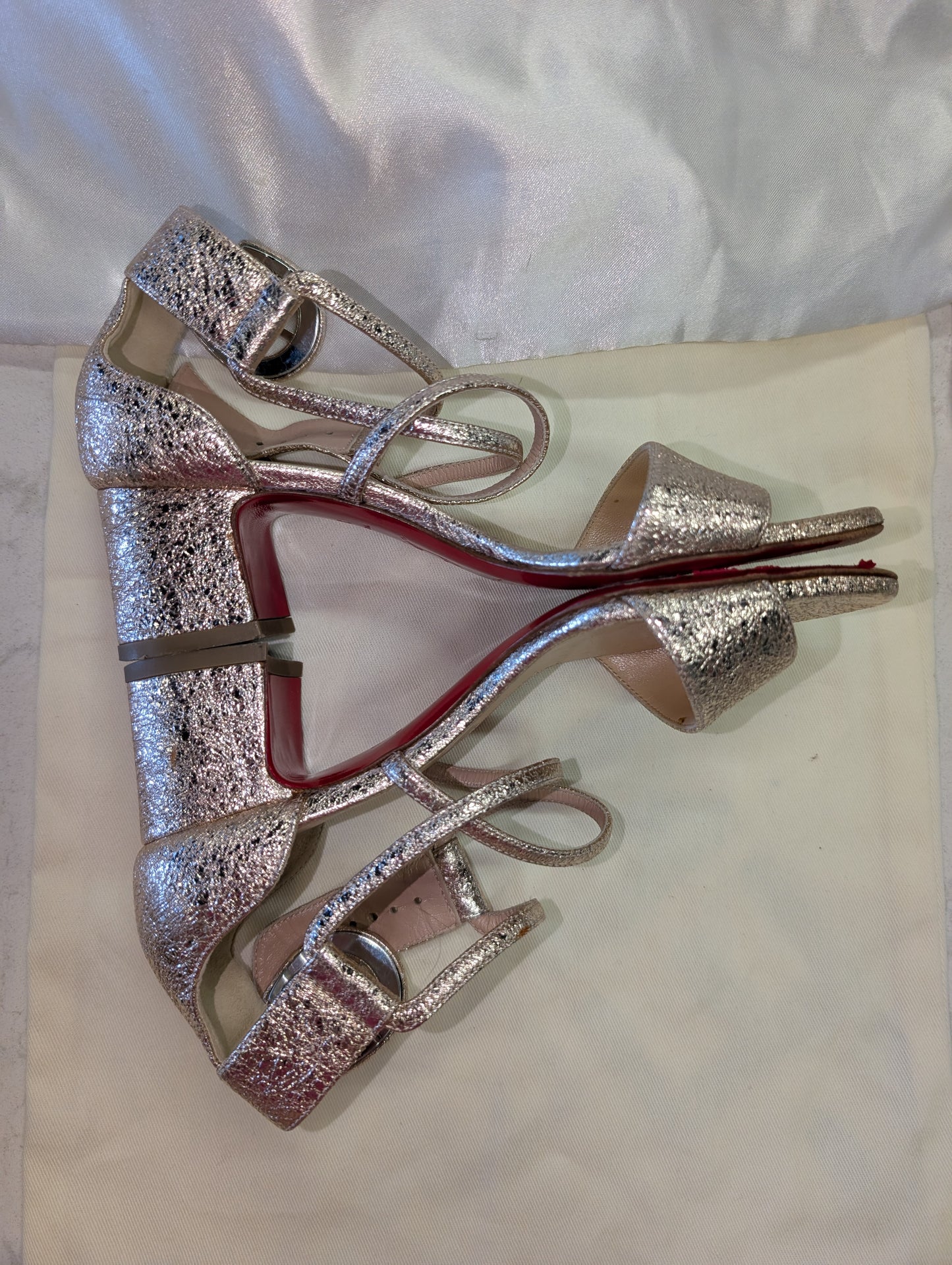 Christian Louboutin gold glitter block heel sandals