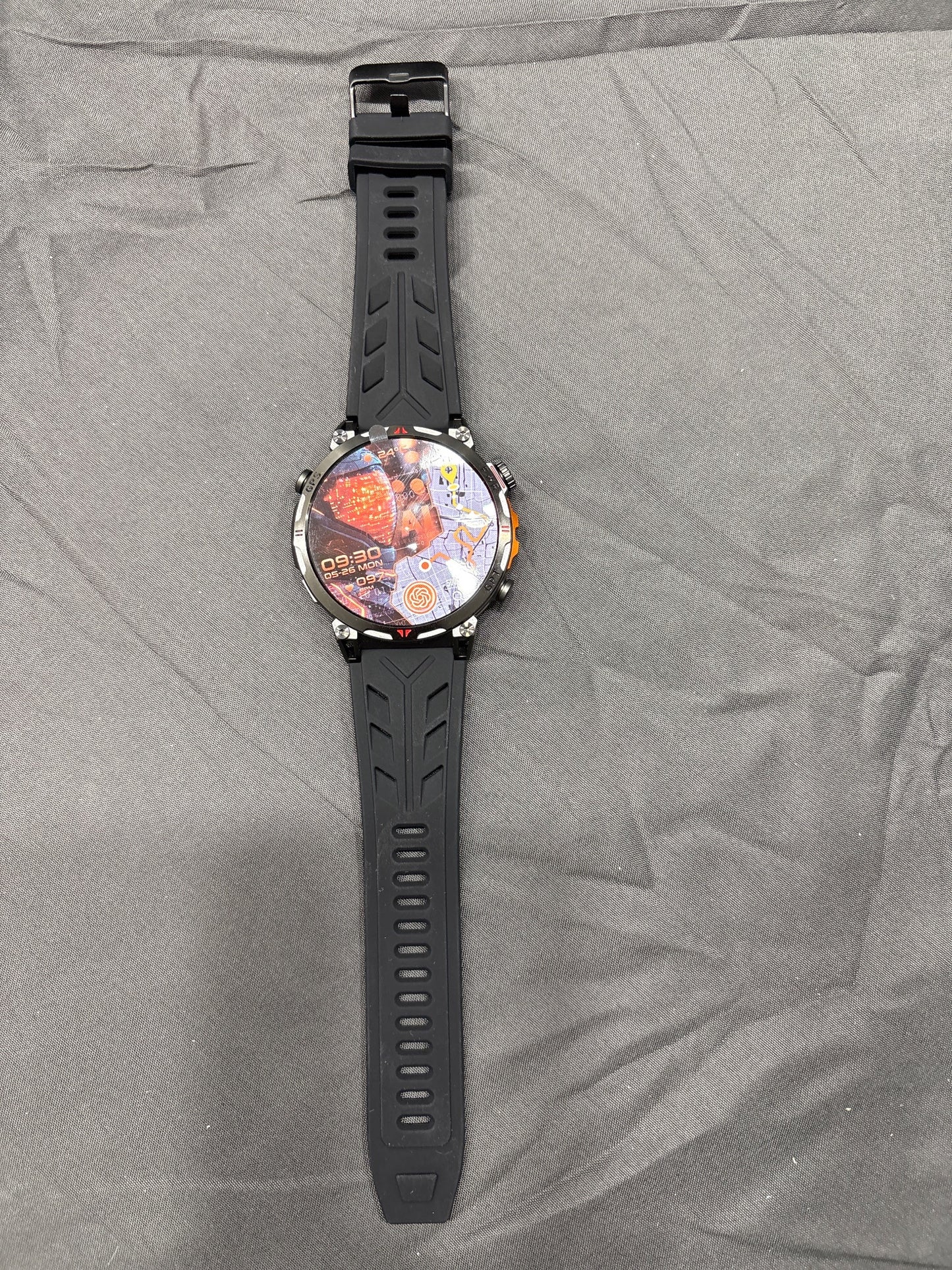 AI GPT KC93 GPS Smart Sport Watch Full Touch Dial Black