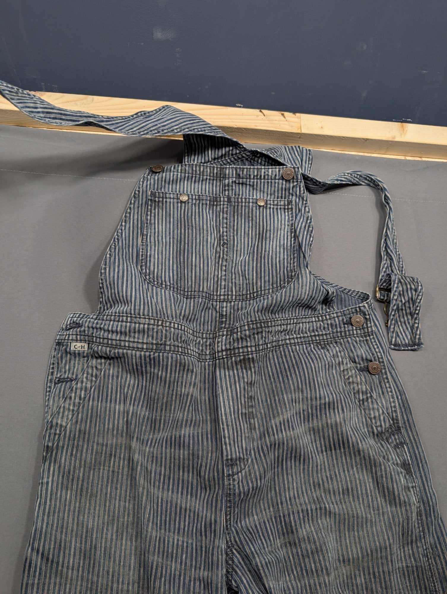 Citizens of Humanity Striped Denim Overalls Hickory Stripe