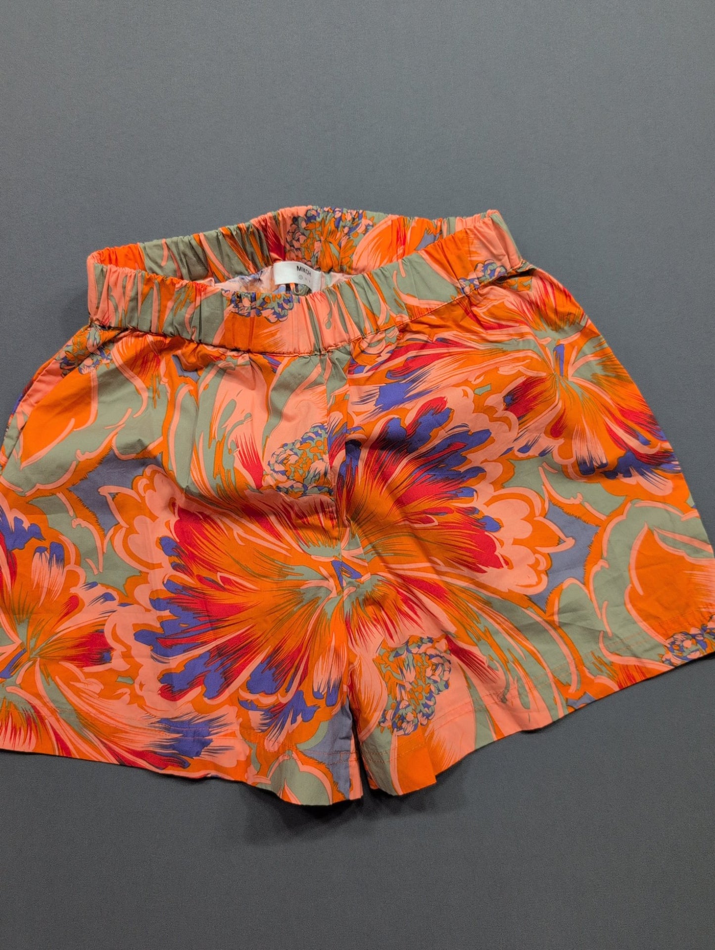 MIKOH Floral Print High-Waist Shorts Size 1 Orange Multicolor